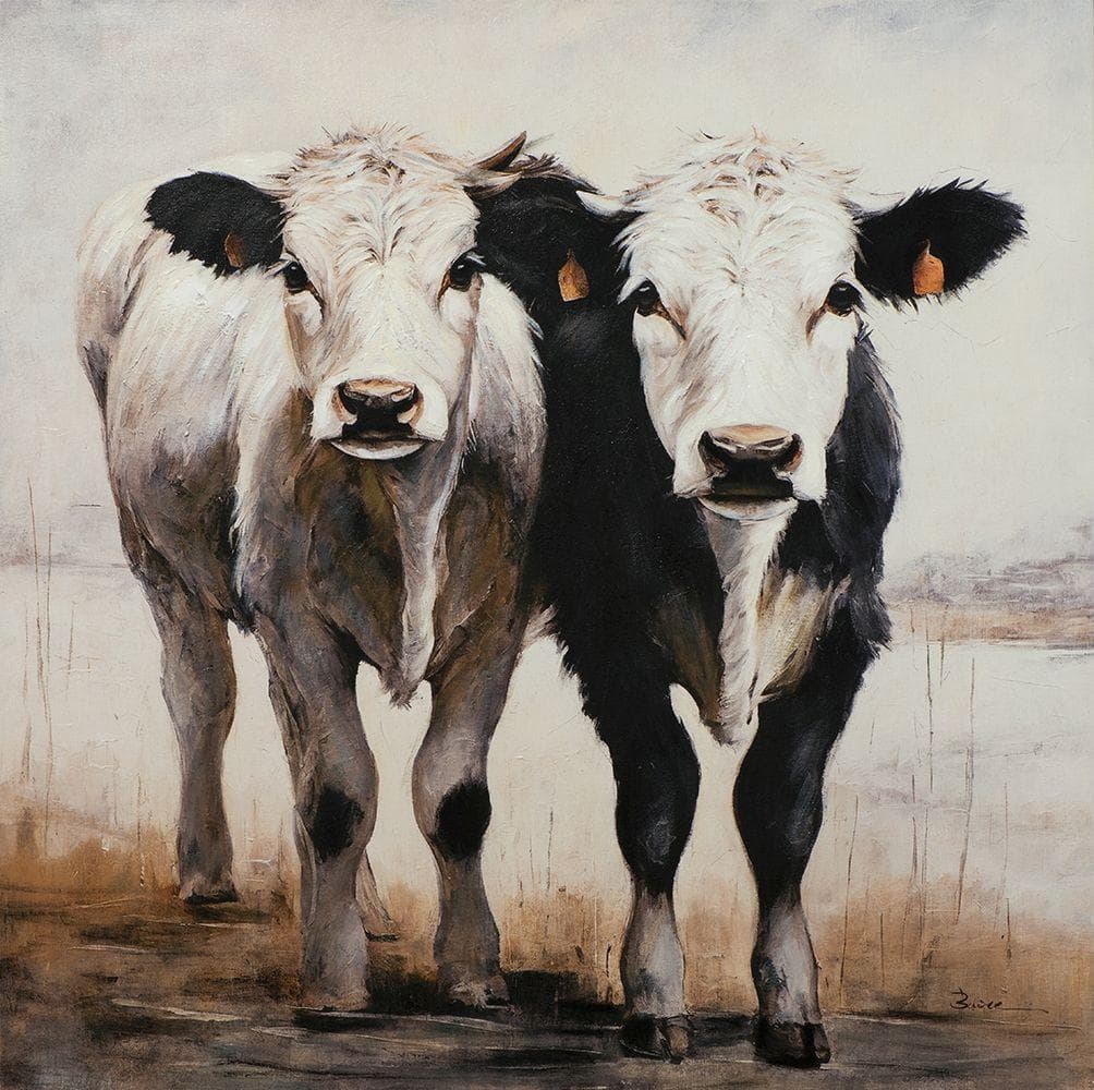 Gemälde NIEDLICHE KÄLBCHEN Grau