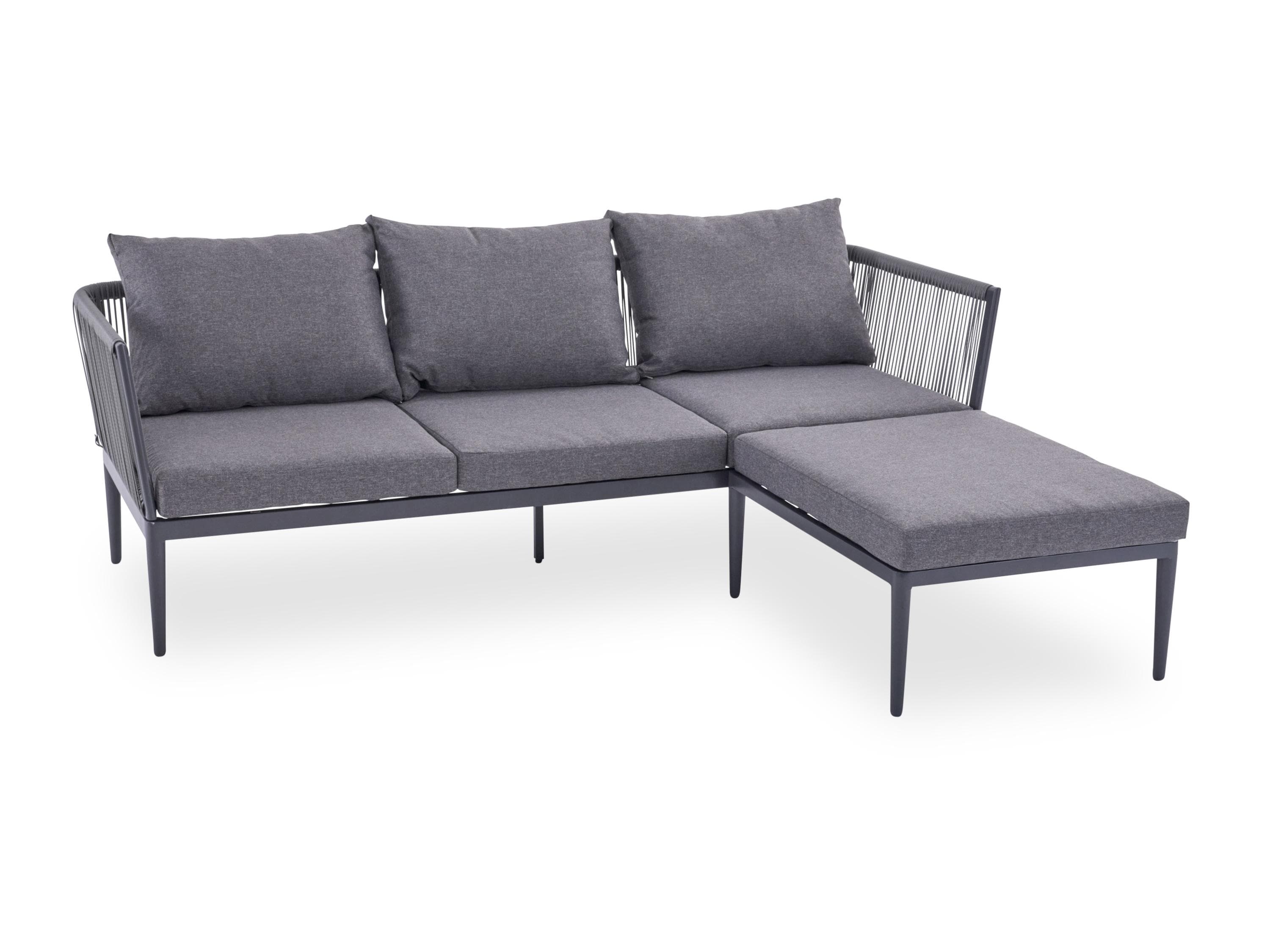 Outdoor Gartenlounge-Set MAGLIE Grau - Alu/Kunststoffgeflecht mit Kissen