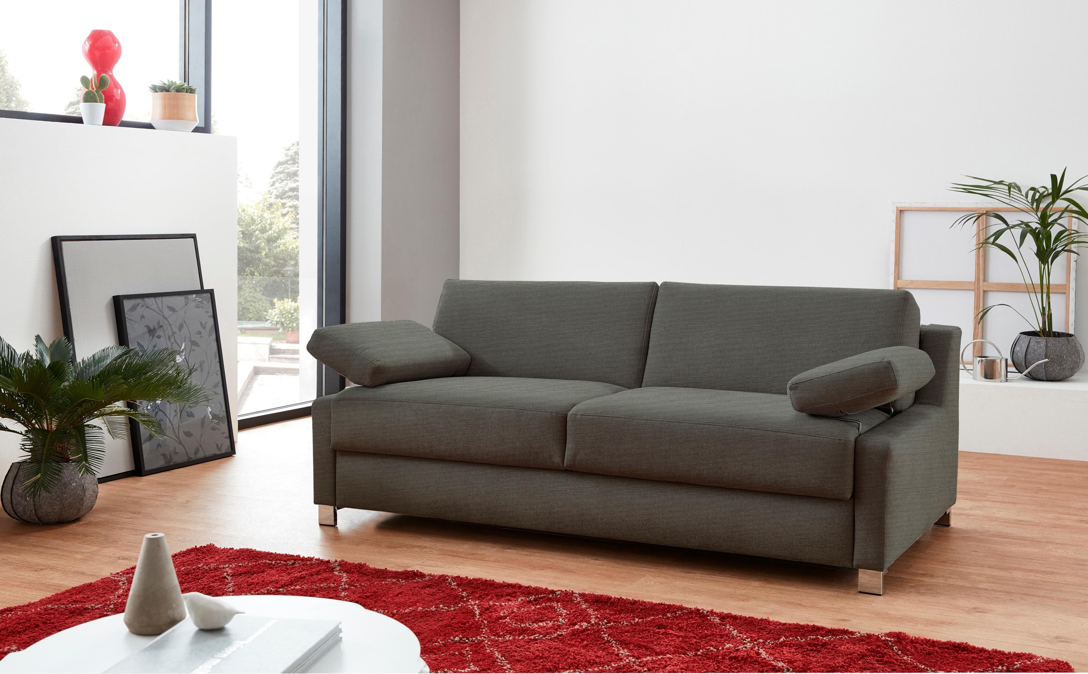 BALI Schlafsofa Viola Grau mit Ergoflex-Lattenrost und Gelschaummatratze