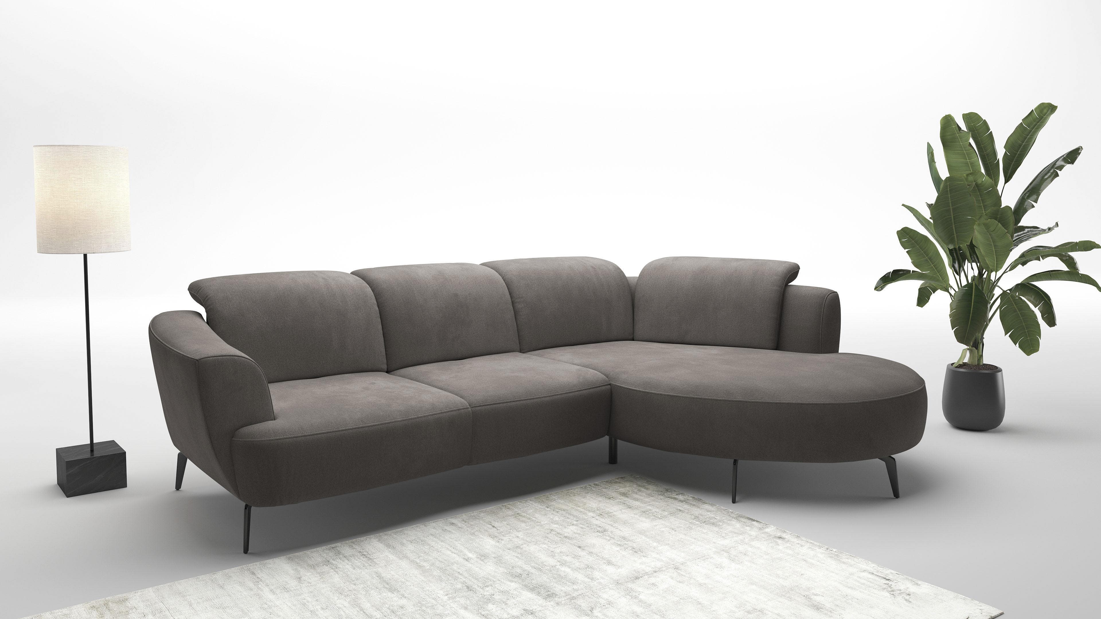 SIT & MORE Ecksofa Zoe grau mit Sitztiefenverstellung