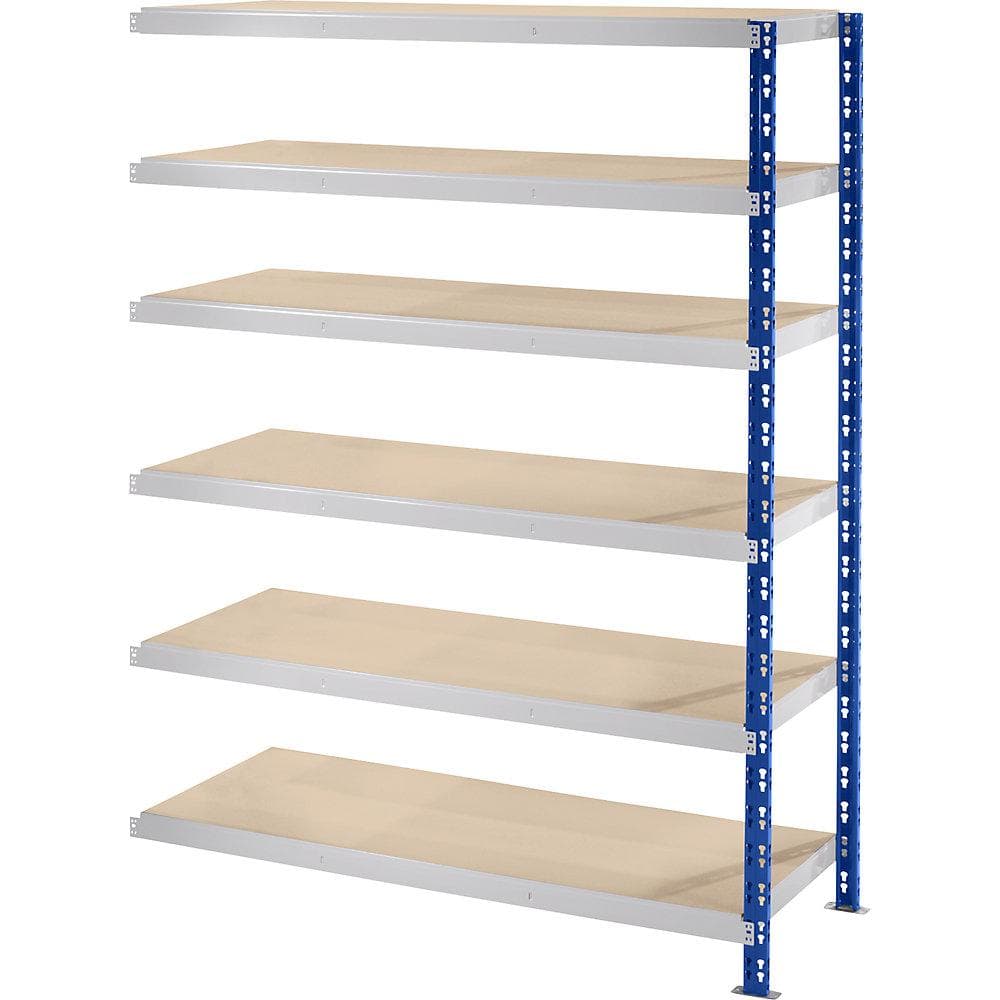 eurokraft basic Großfach-Steckregal Stahl Spanplatte blau grau