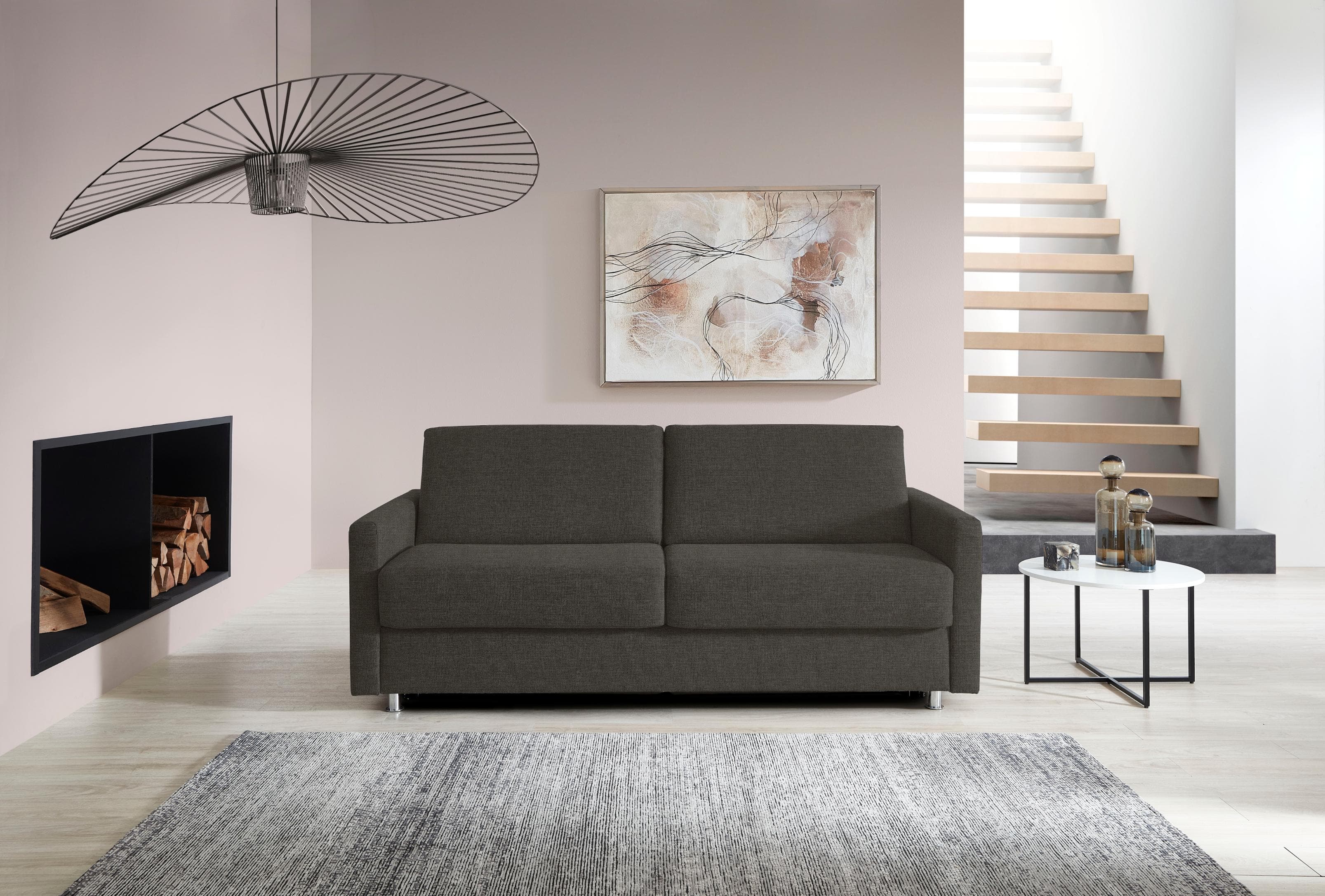 BALI JUNARA Schlafsofa Grau Beige Ausziehbar mit Lattenrost