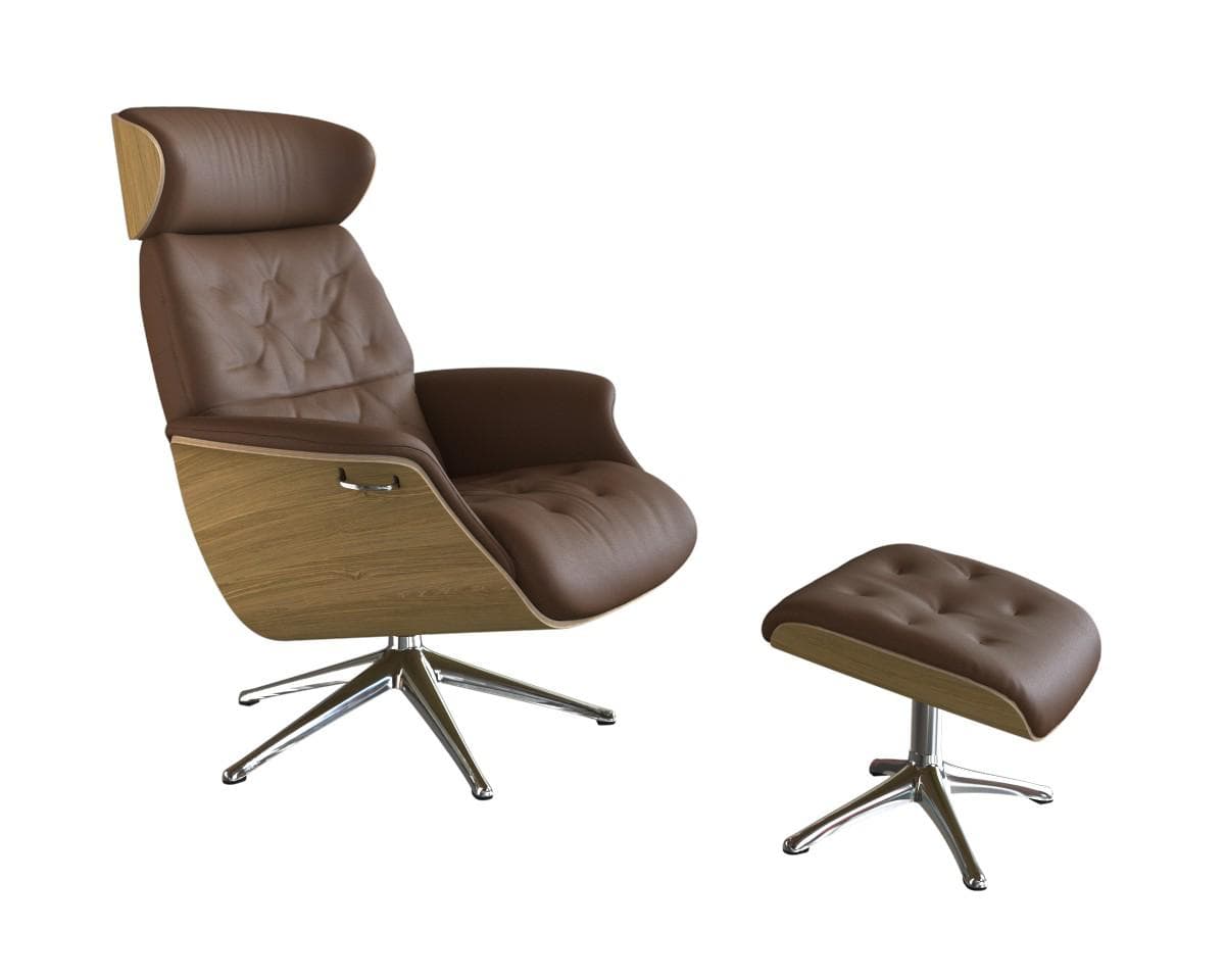 Drehbarer Relaxsessel mit verstellbarer Rücken- und Kopfstütze und Armlehnen