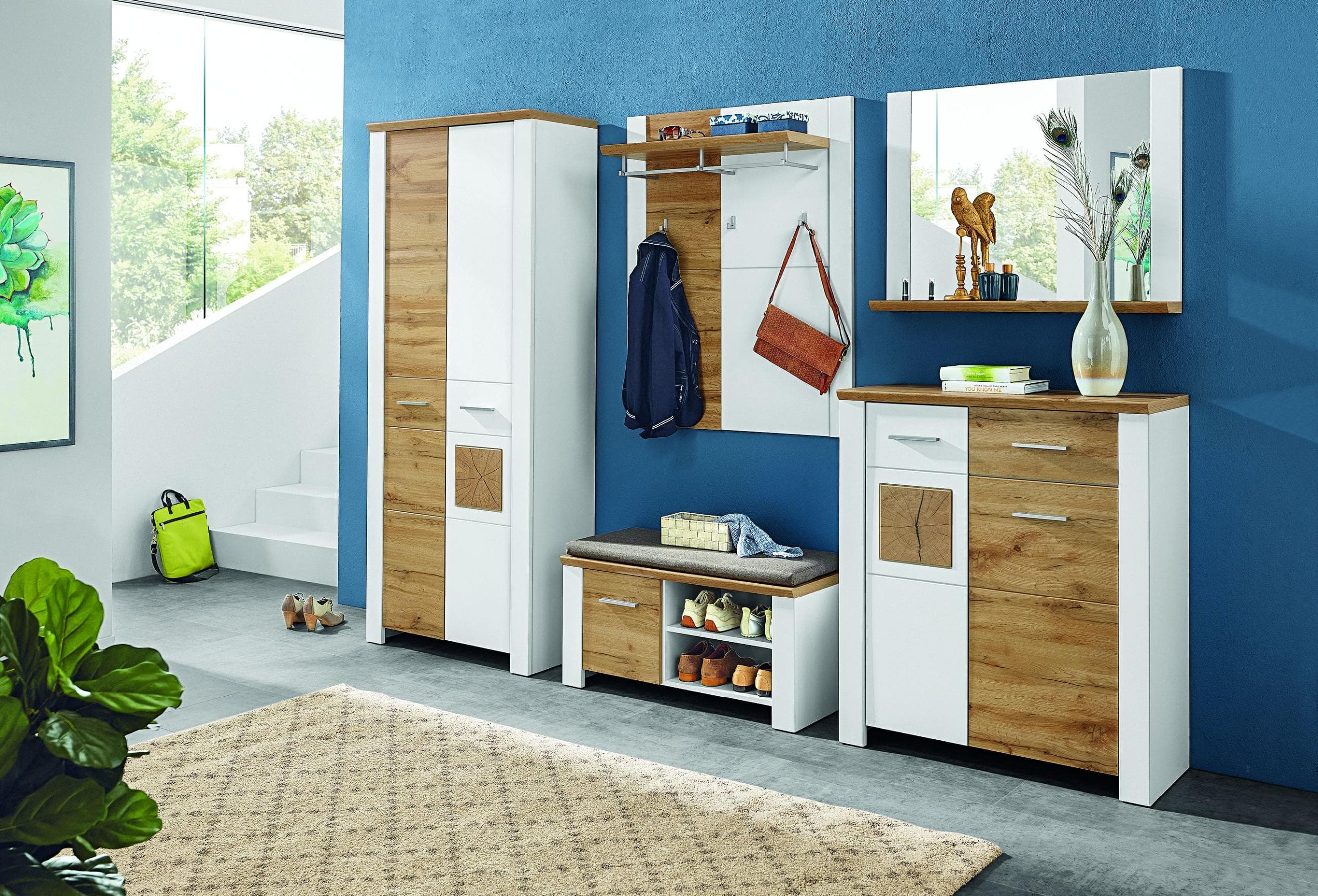 Garderobenset Vito MATERIO Weiß Matt Eiche Altholz Nachbildung