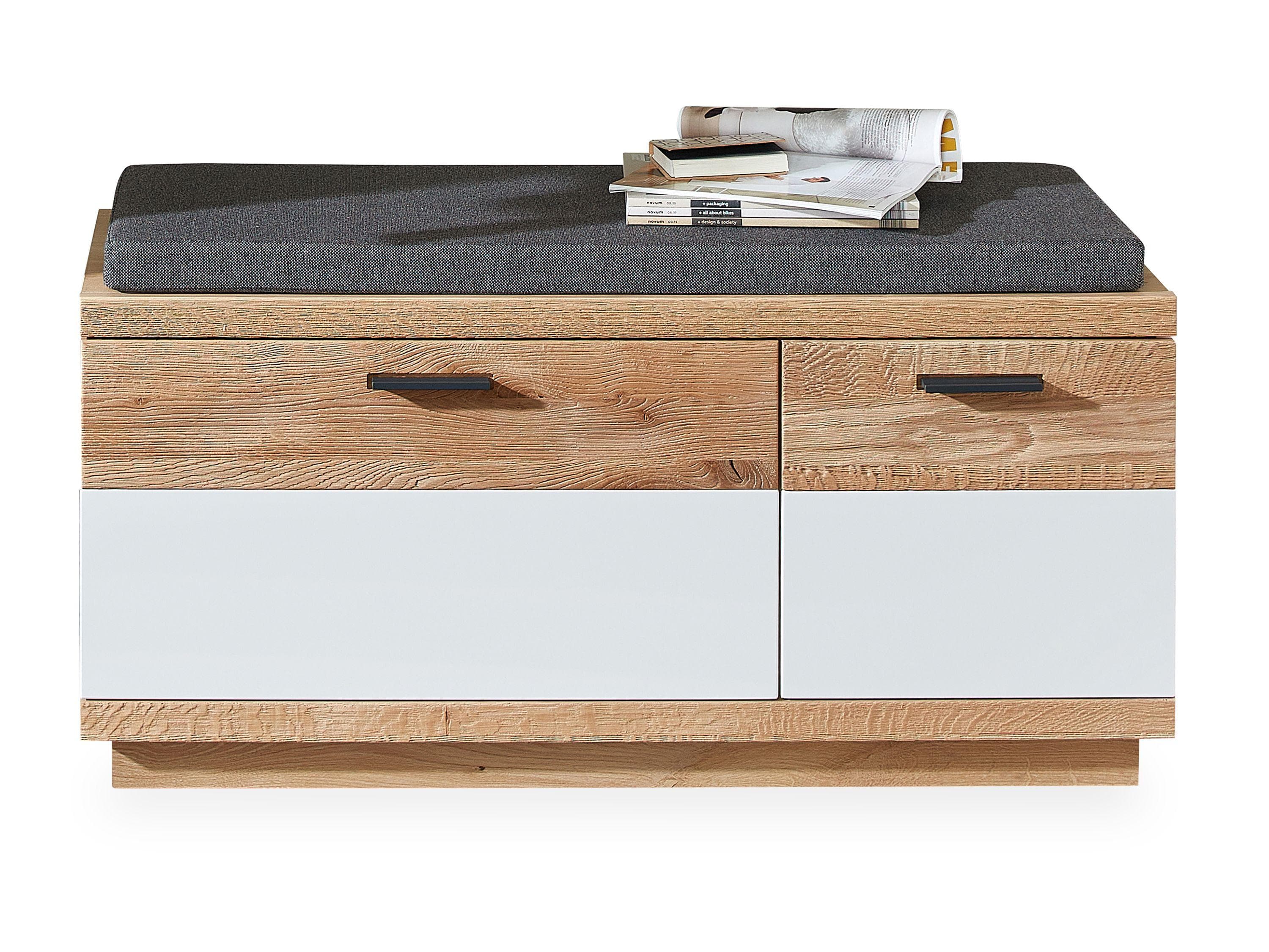 Garderobenbank MONDO LISANA Wildeiche Massiv Weiß