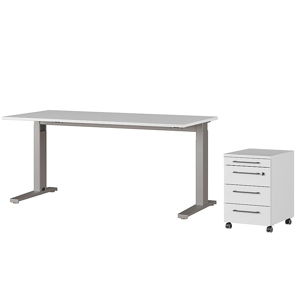 Schreibtisch AGENDA Lichtgrau/Silber Büromöbel-Set