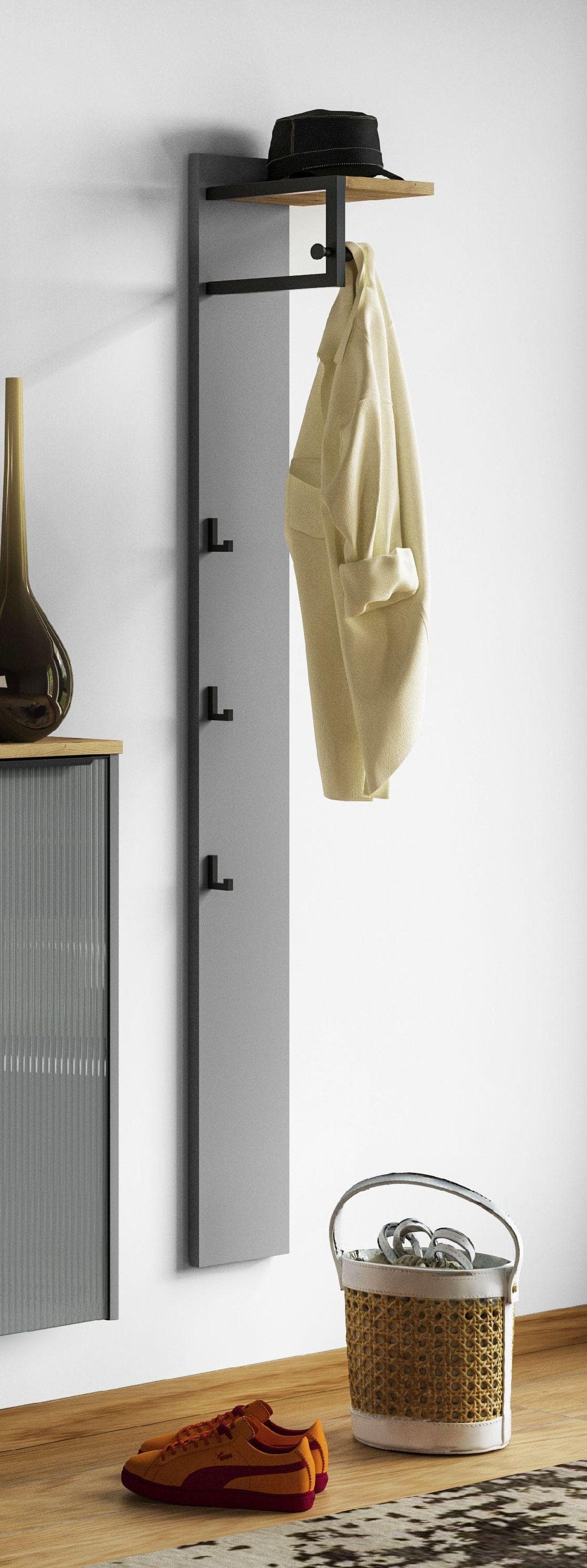 Garderobenpaneel ARREDOKIT BRERA Grau Matt Eiche