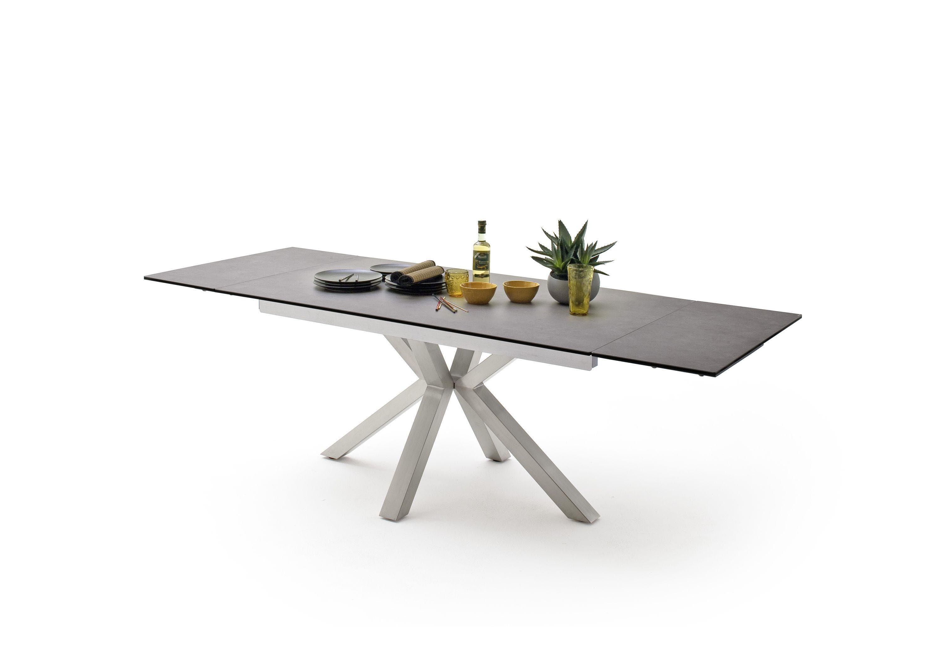 Ausziehbarer Esstisch Nagano anthrazit - Glas-Keramik mit Stirnauszug