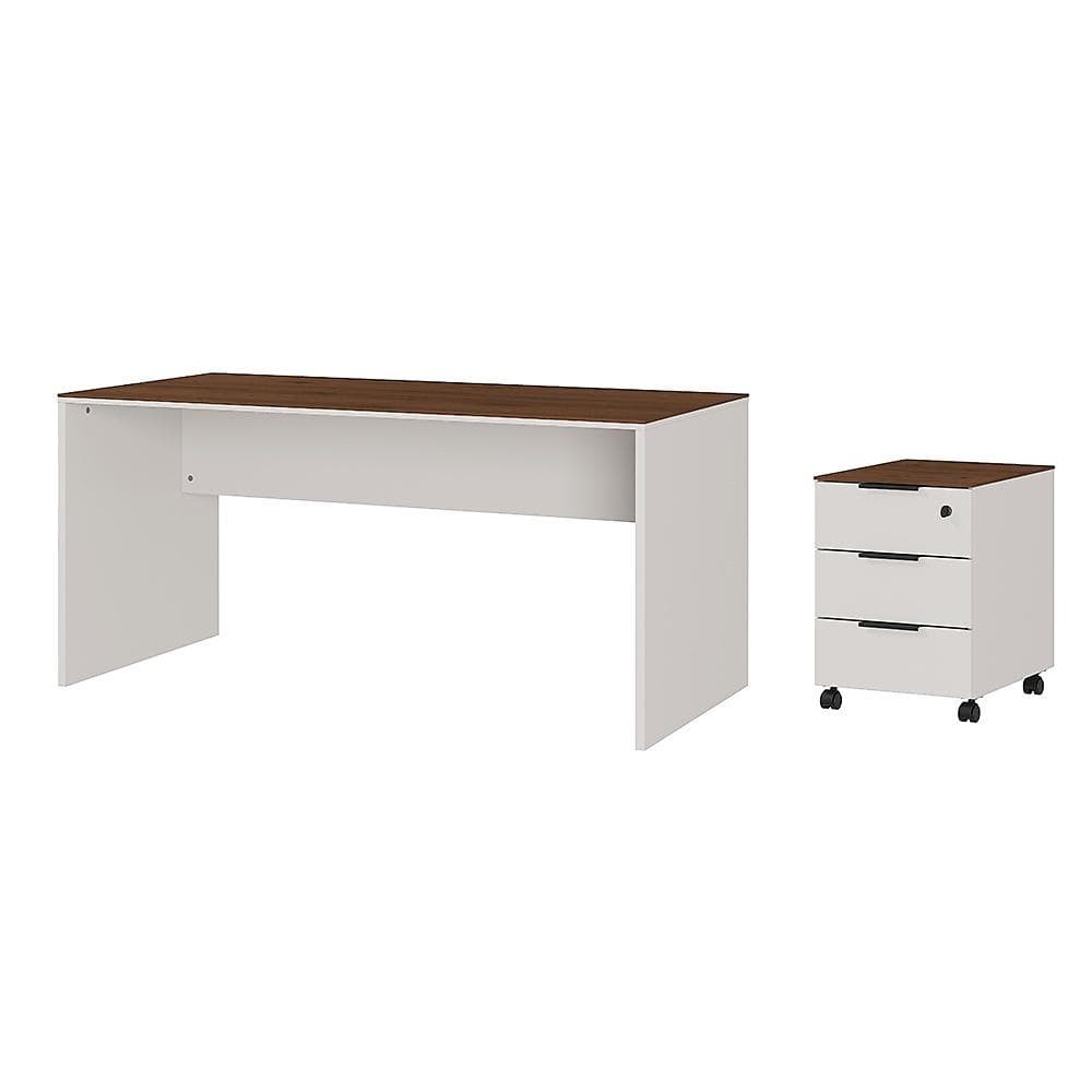 Schreibtisch ANCONA Kaschmir/Nussbaum Büromöbel-Set