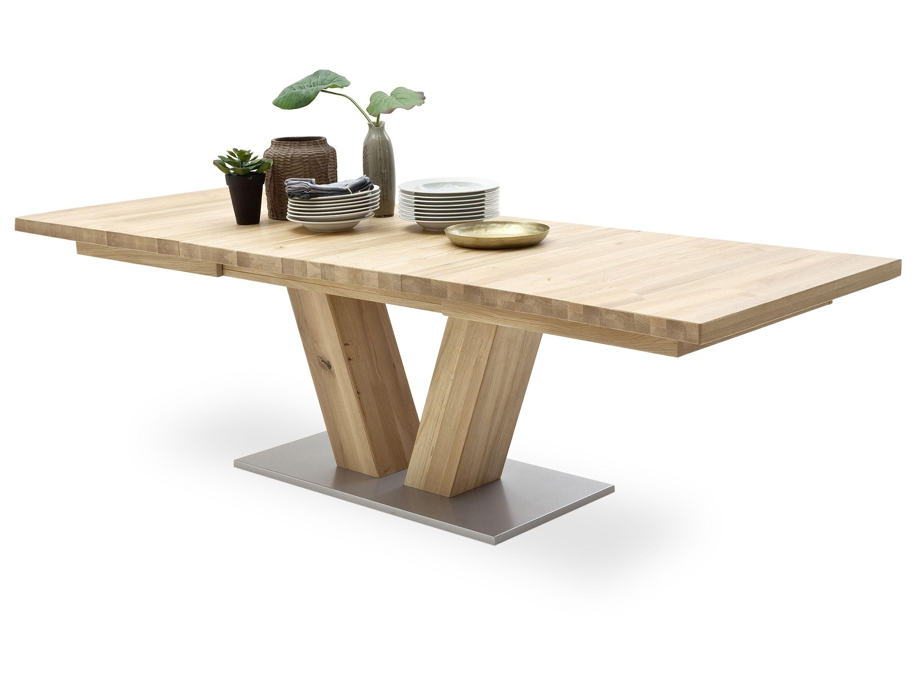 MCA furniture Esstisch Managua Ausziehbar Eiche Bianco Braun/Silber