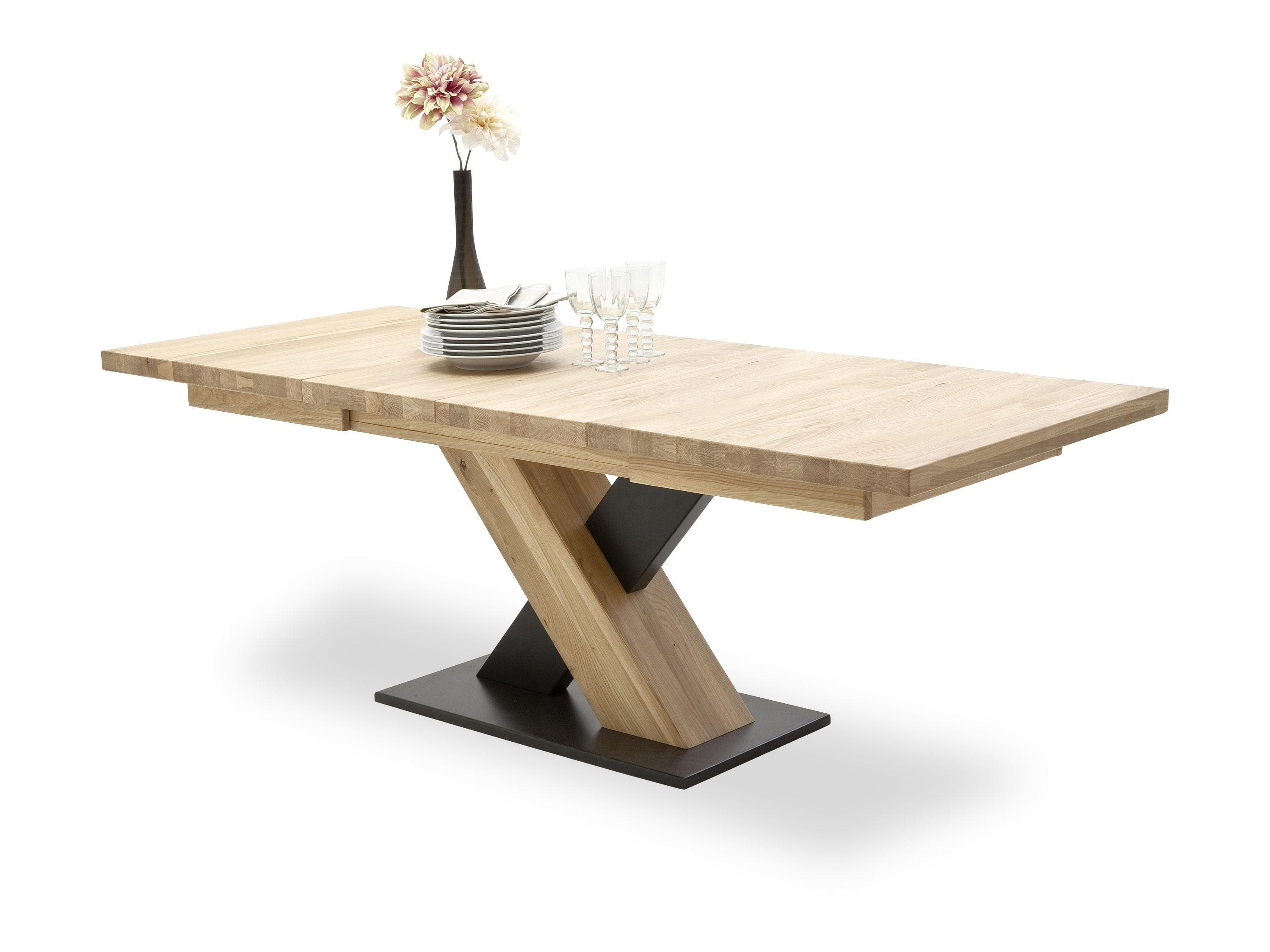 Ausziehbarer Esstisch aus Massivholz Eiche Bianco