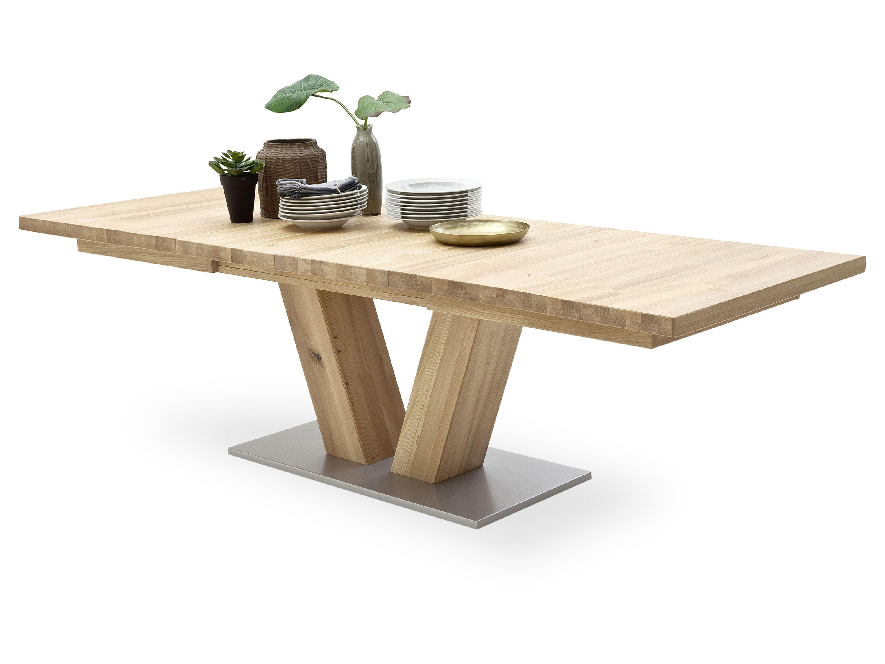 Ausziehbarer Säulentisch aus Eiche Bianco