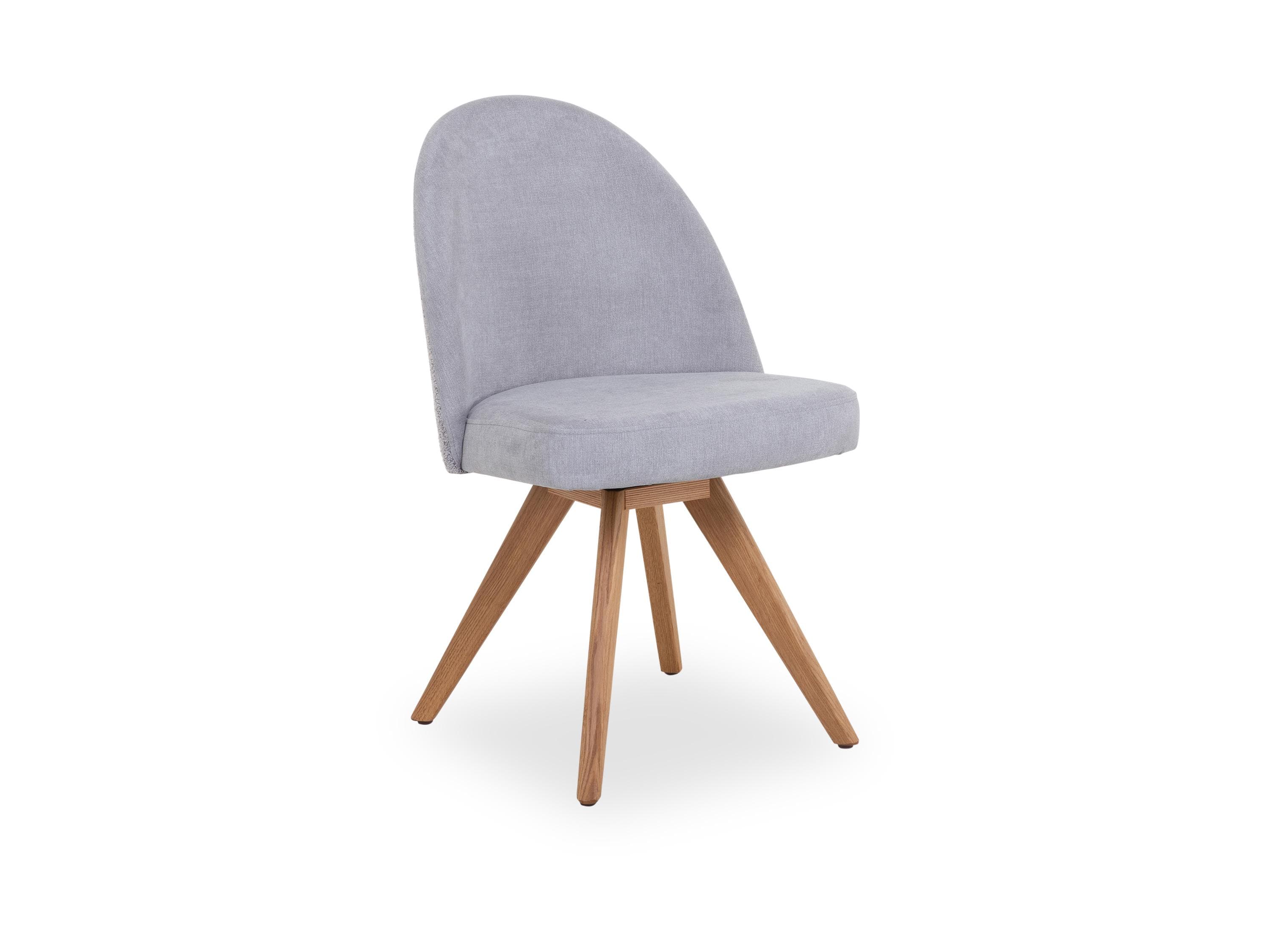 SANSIBAR Living Esszimmerstuhl TINNUM - Silber, Polsterstuhl mit Eichen-Stativ