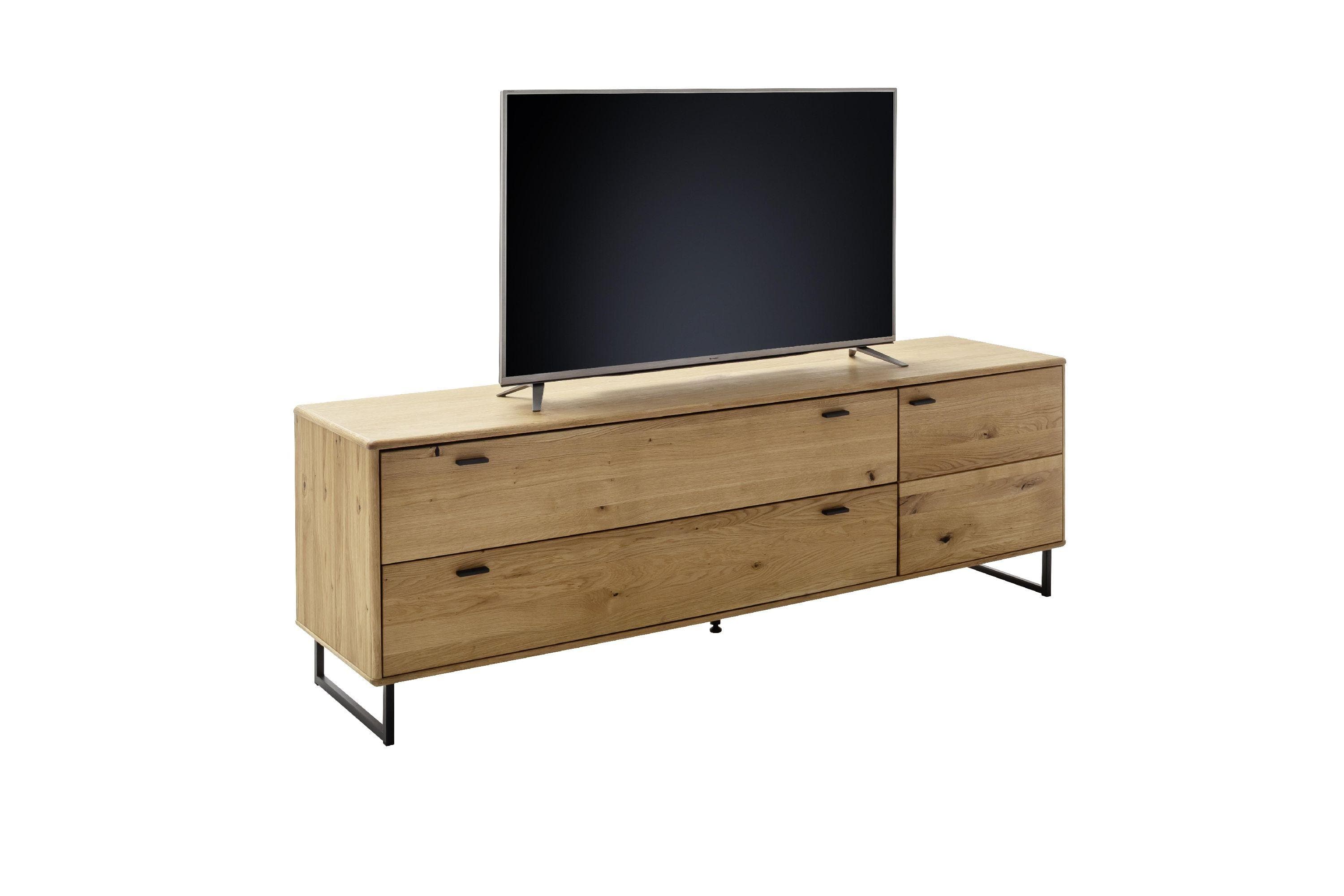 TV-Lowboard aus Wildeiche mit anthrazitfarbenen Elementen
