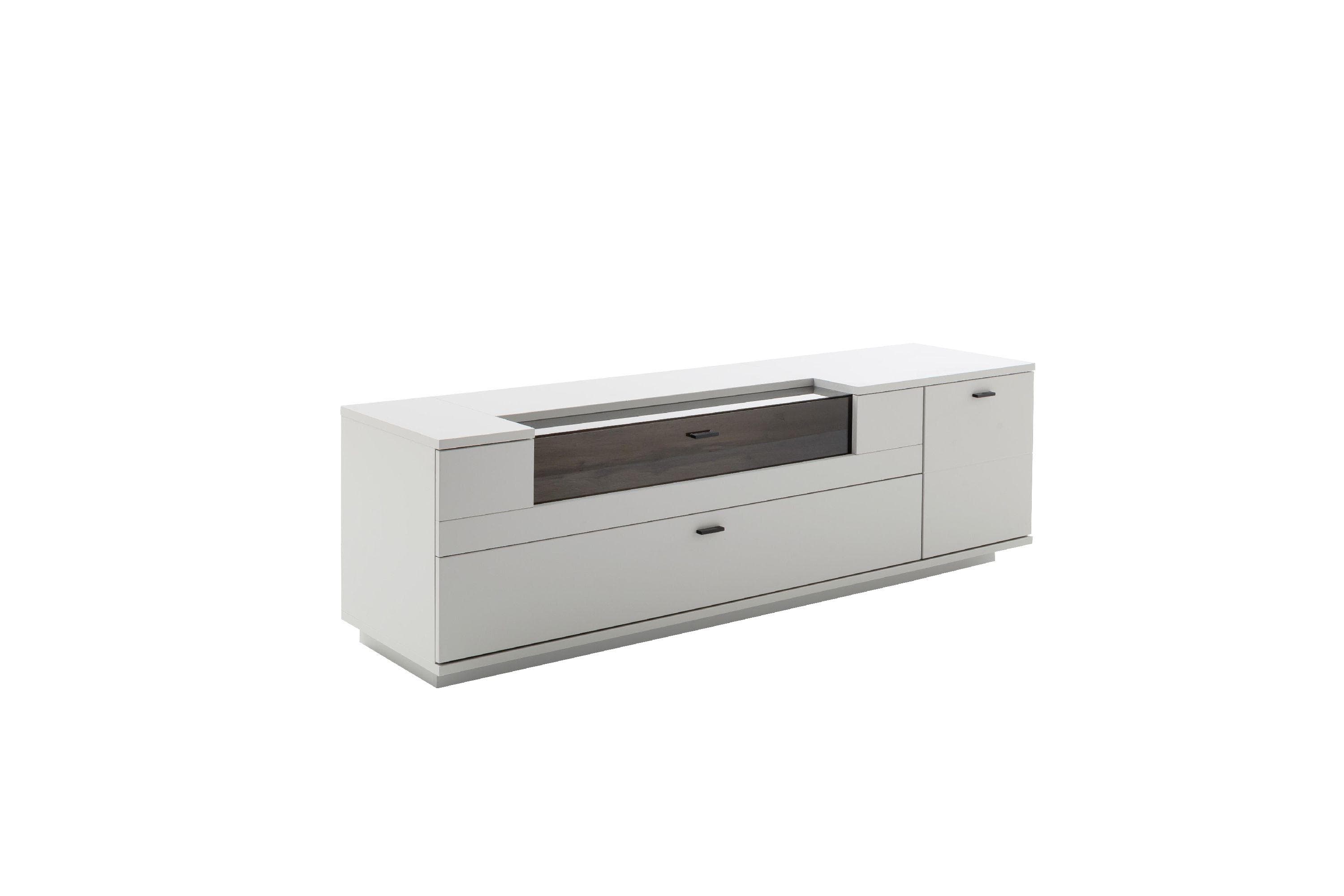 Lowboard LISSABON Modern White Holzwerkstoff Glas