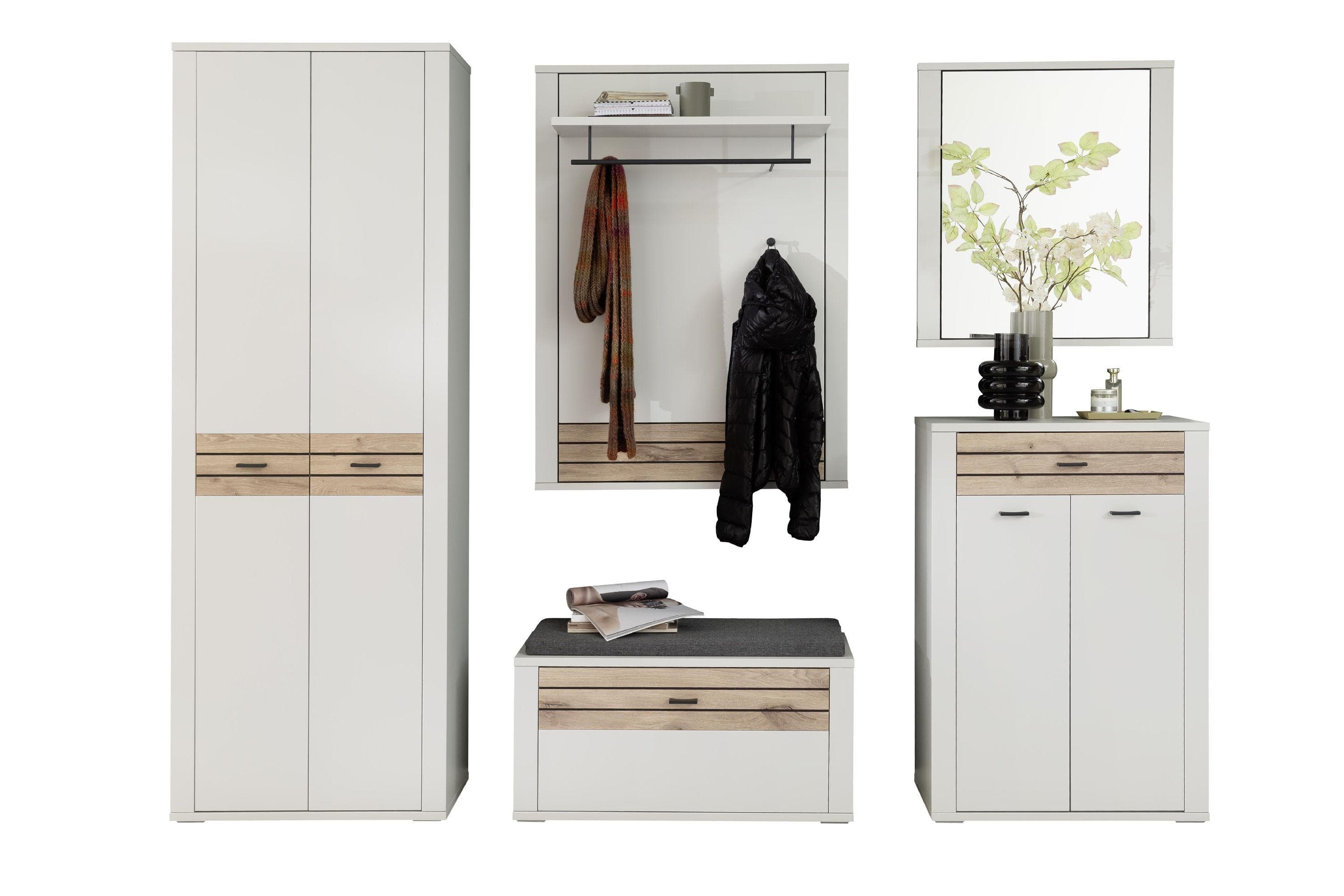 Garderobenset MANTENA Modern White - Viking Oak Holzwerkstoff