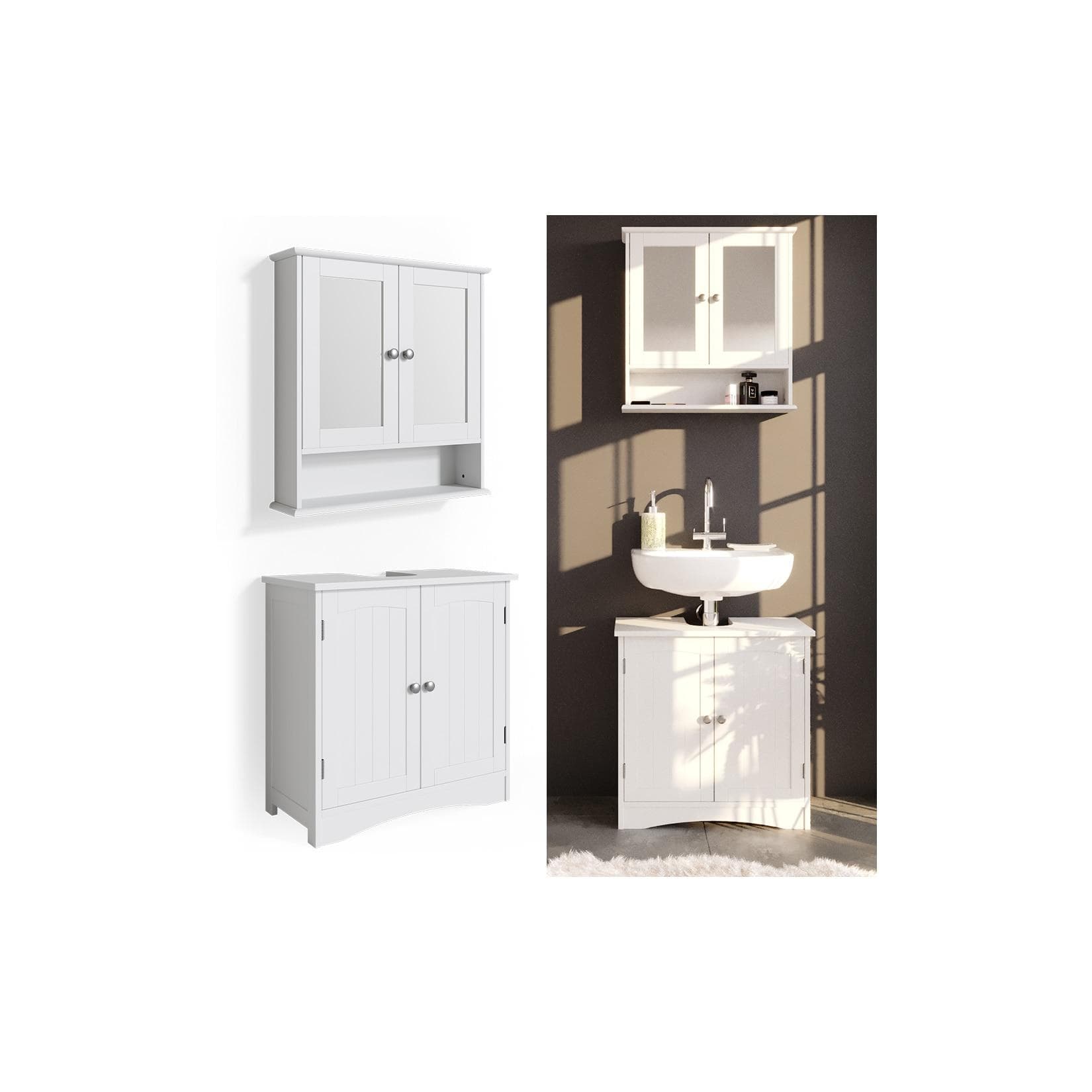 Vicco Badmöbel-Set Bianco Weiß Klassischer Stil