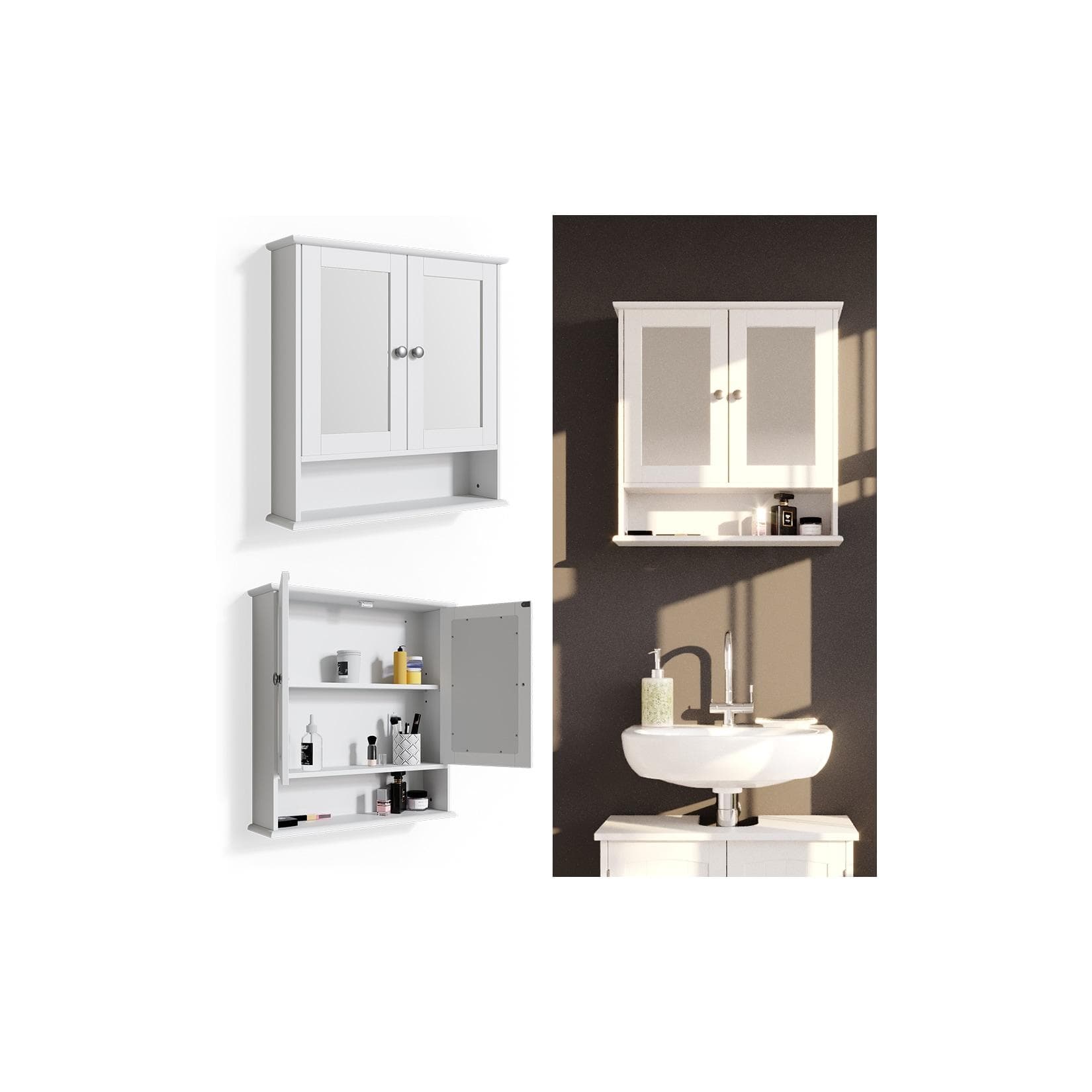 Vicco Badezimmerspiegelschrank Bianco Weiß