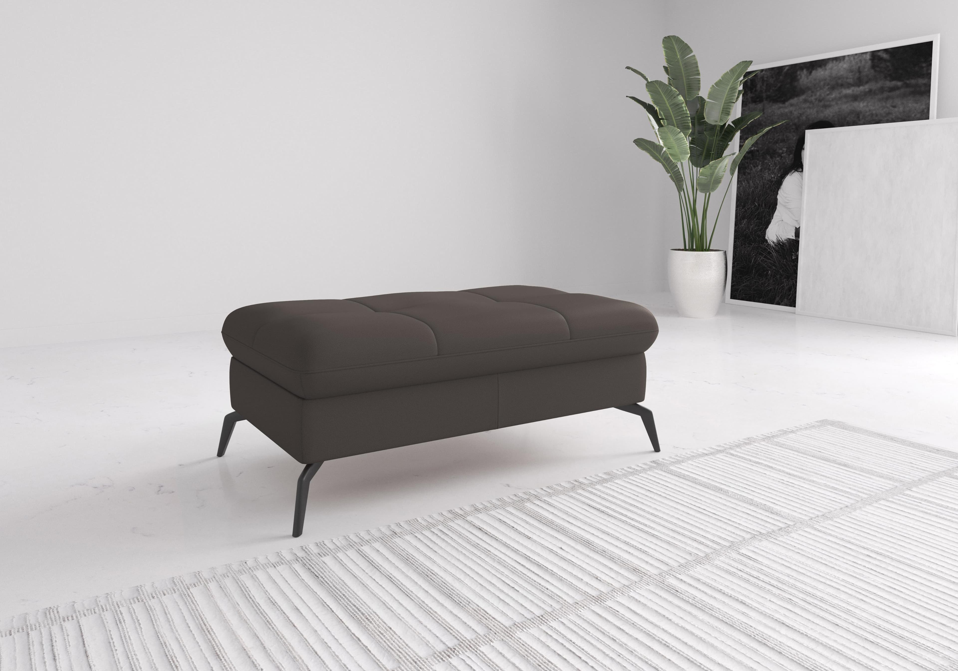 Sit & More Polsterhocker Amica Braun Naturleder mit Stauraum