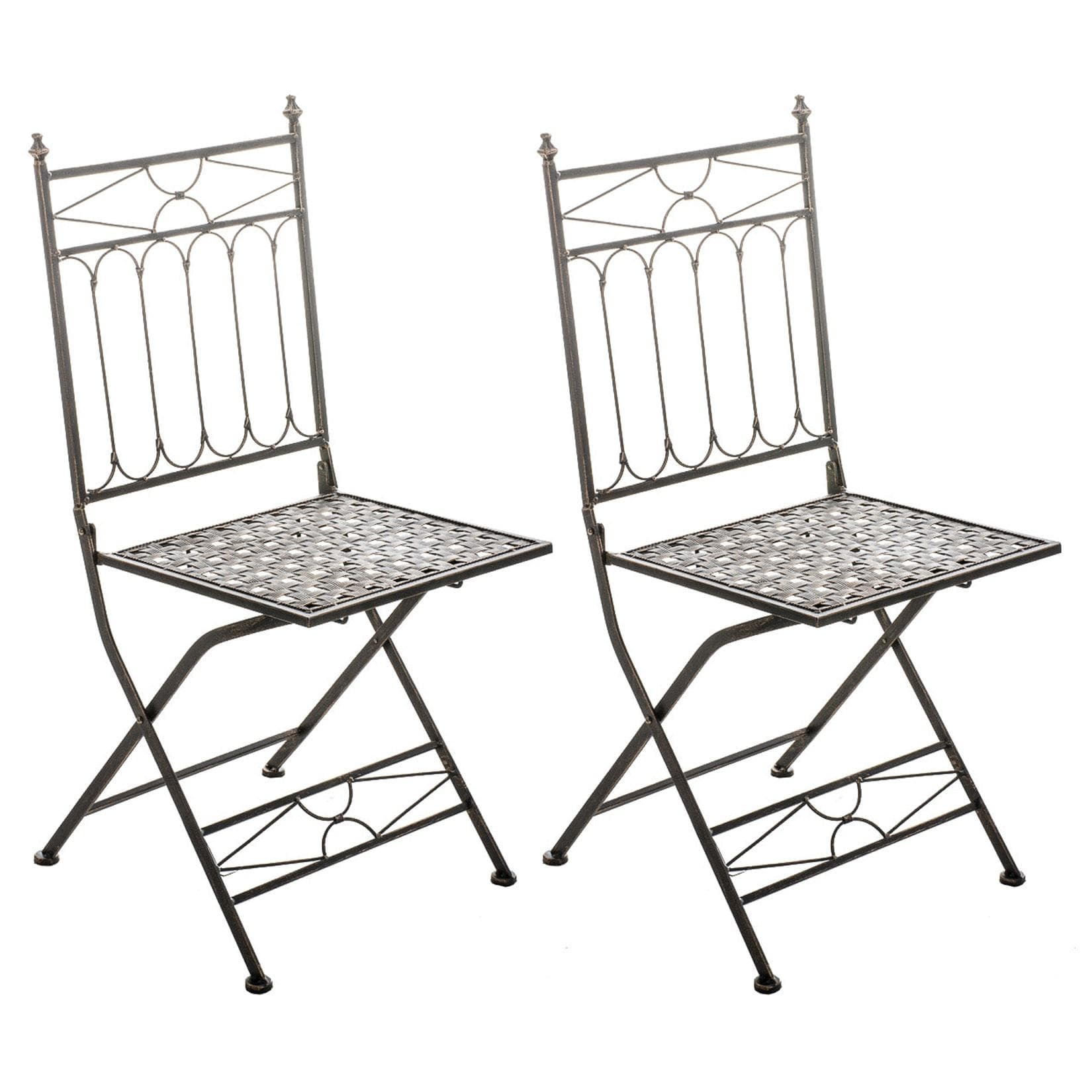 CLP 2er Set Eisen-Klappstuhl ASINA Nostalgisches Design Gartenstuhl