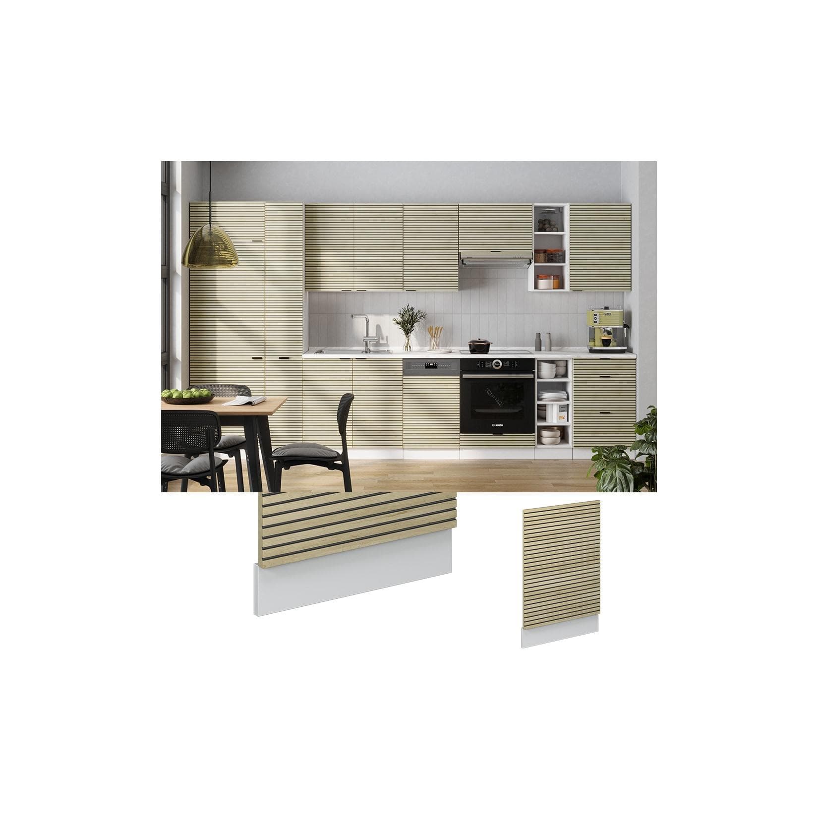 Vicco Geschirrspülerblende Fame-Line Weiß Eiche gefräst 45 cm