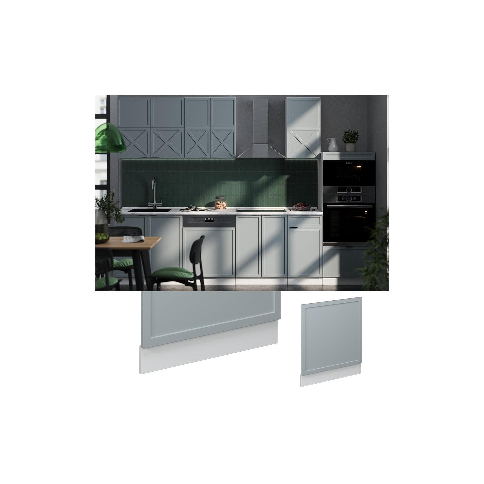 Vicco Fame-Line Geschirrspülerblende Weiß Hellblau Grau 60 cm