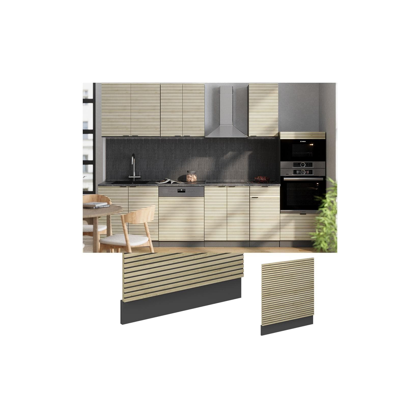 Vicco Geschirrspülerblende Fame-Line Anthrazit Eiche 60 cm