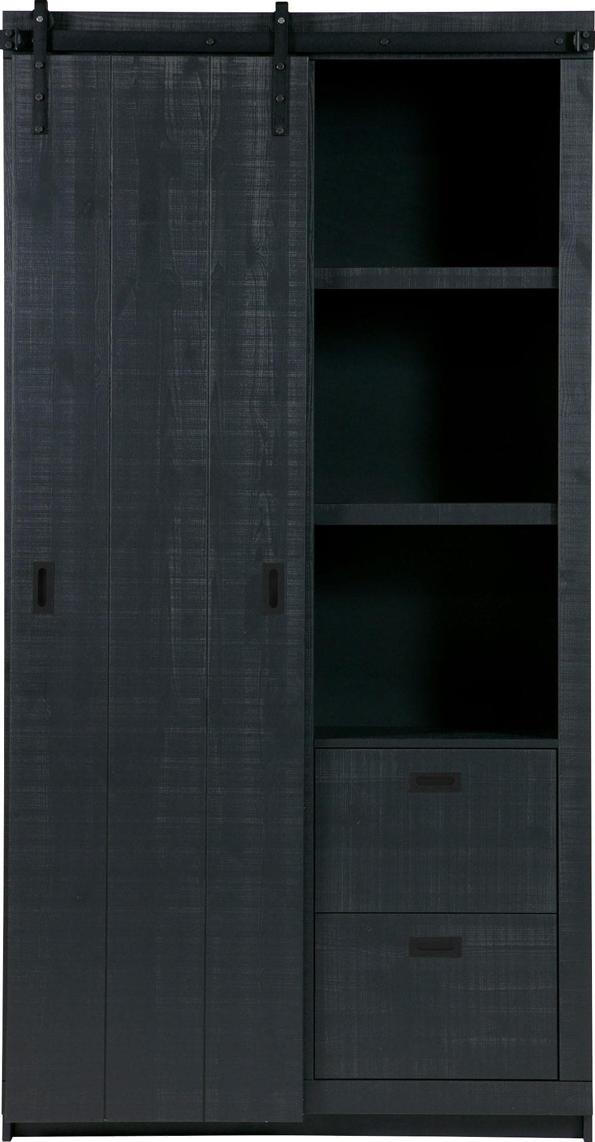 Vitrine WOOOD Slide mit Schiebetür Schwarz