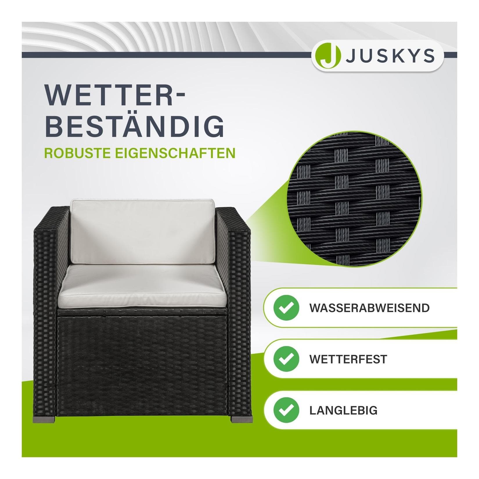 Polyrattan Gartenlounge Set mit Ecksofa, Sessel und Hocker