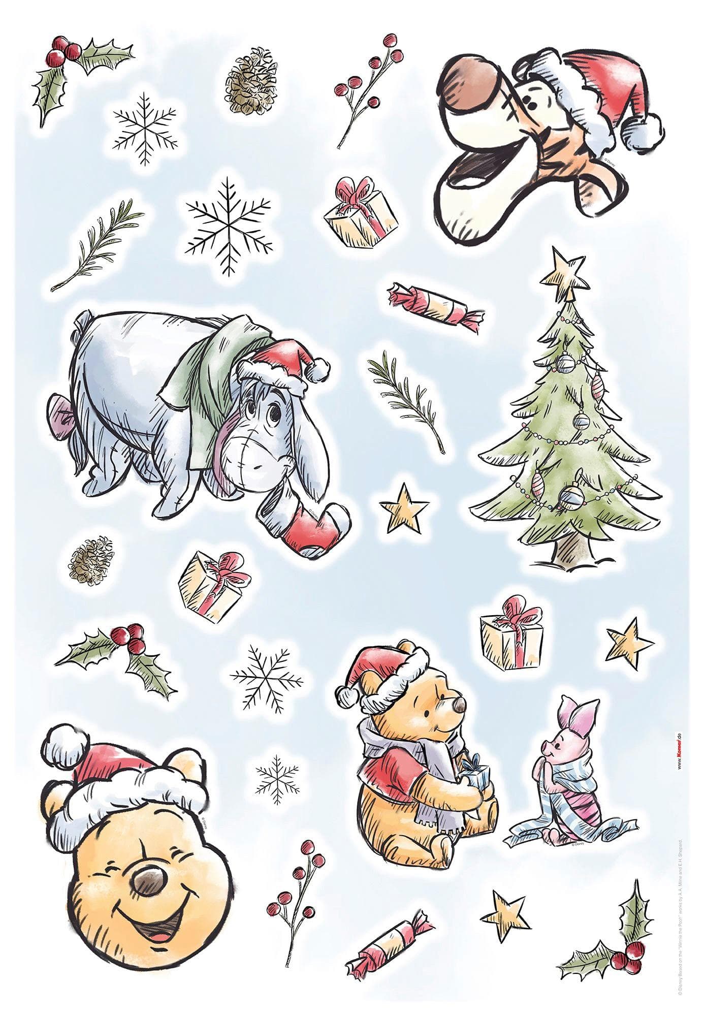Komar Wandtattoo Winnie the Pooh Weihnachten - Selbstklebend für Kinderzimmer