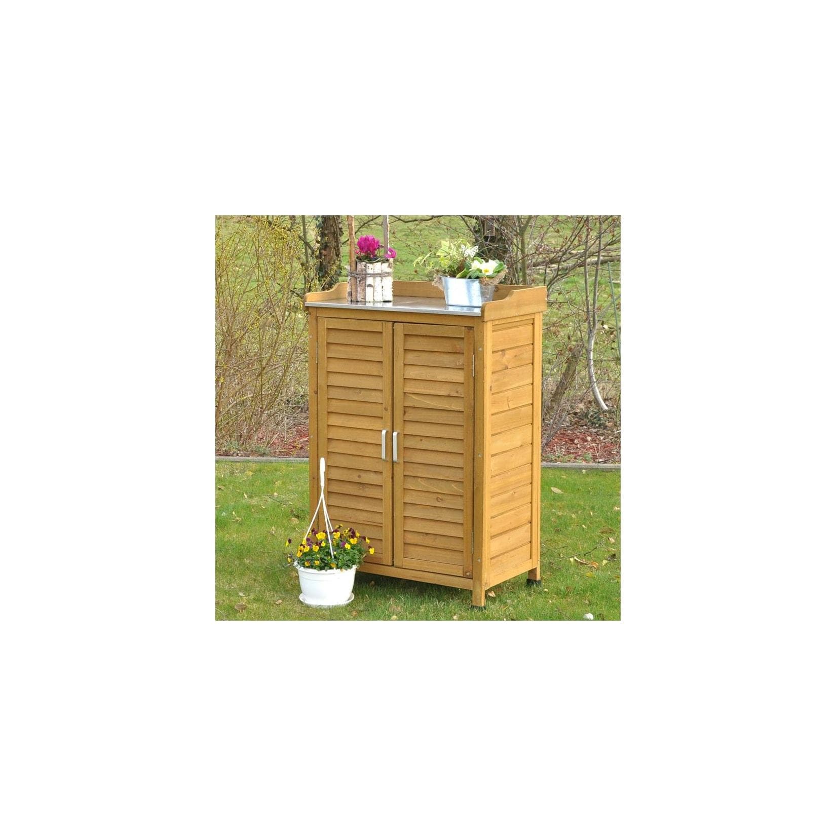 Dazikemo Gartenschrank Braun - Wetterfest & Robust für Garten und Terrasse