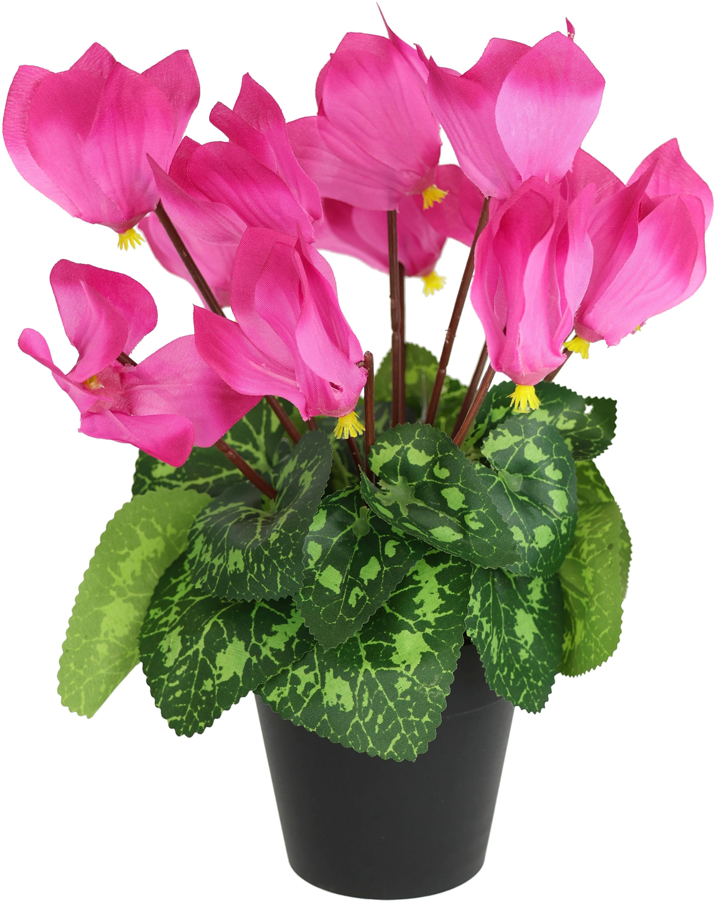 I.GE.A. Kunstblume Alpenveilchen im Topf Dunkelrosa Polyester