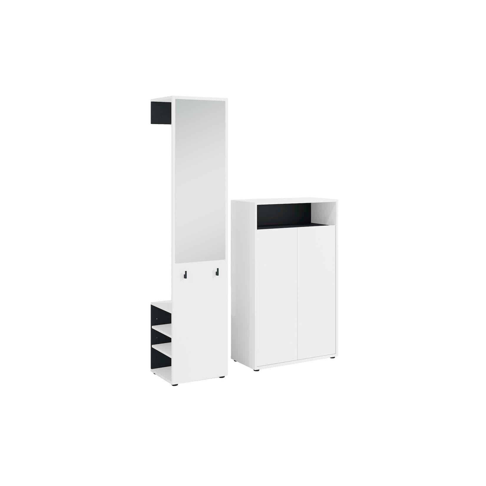 byLIVING Garderoben-Set LYON Breite 110 cm Weiß/Schwarz