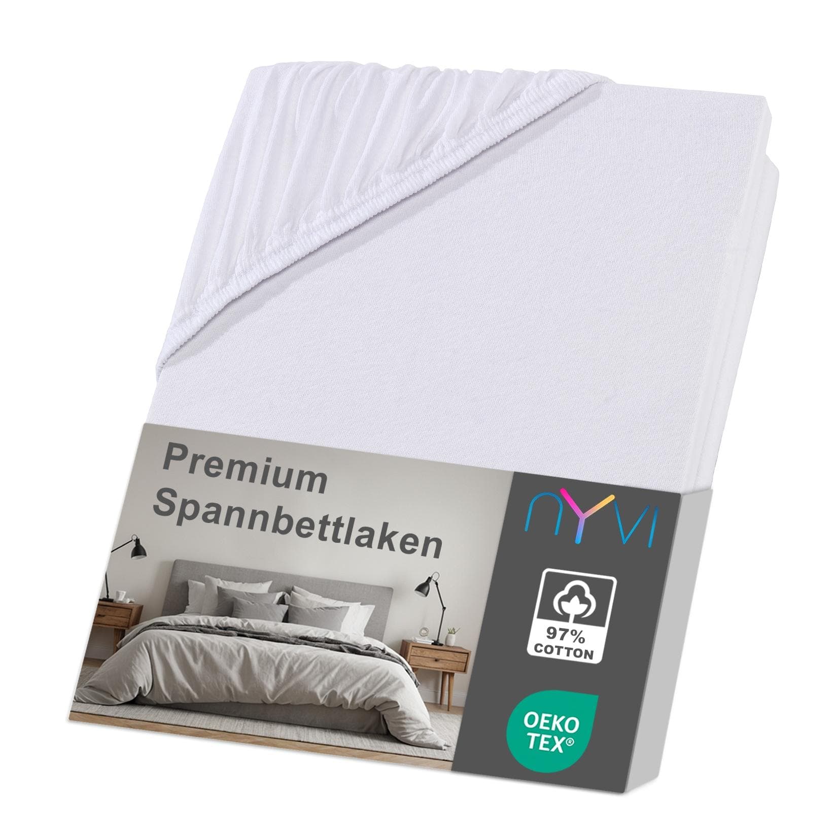 NYVI Spannbettlaken DreamScience Premium Komfort Spannbetttuch 190g/m² Einlaufschutz Bügelfrei mit Gummizug