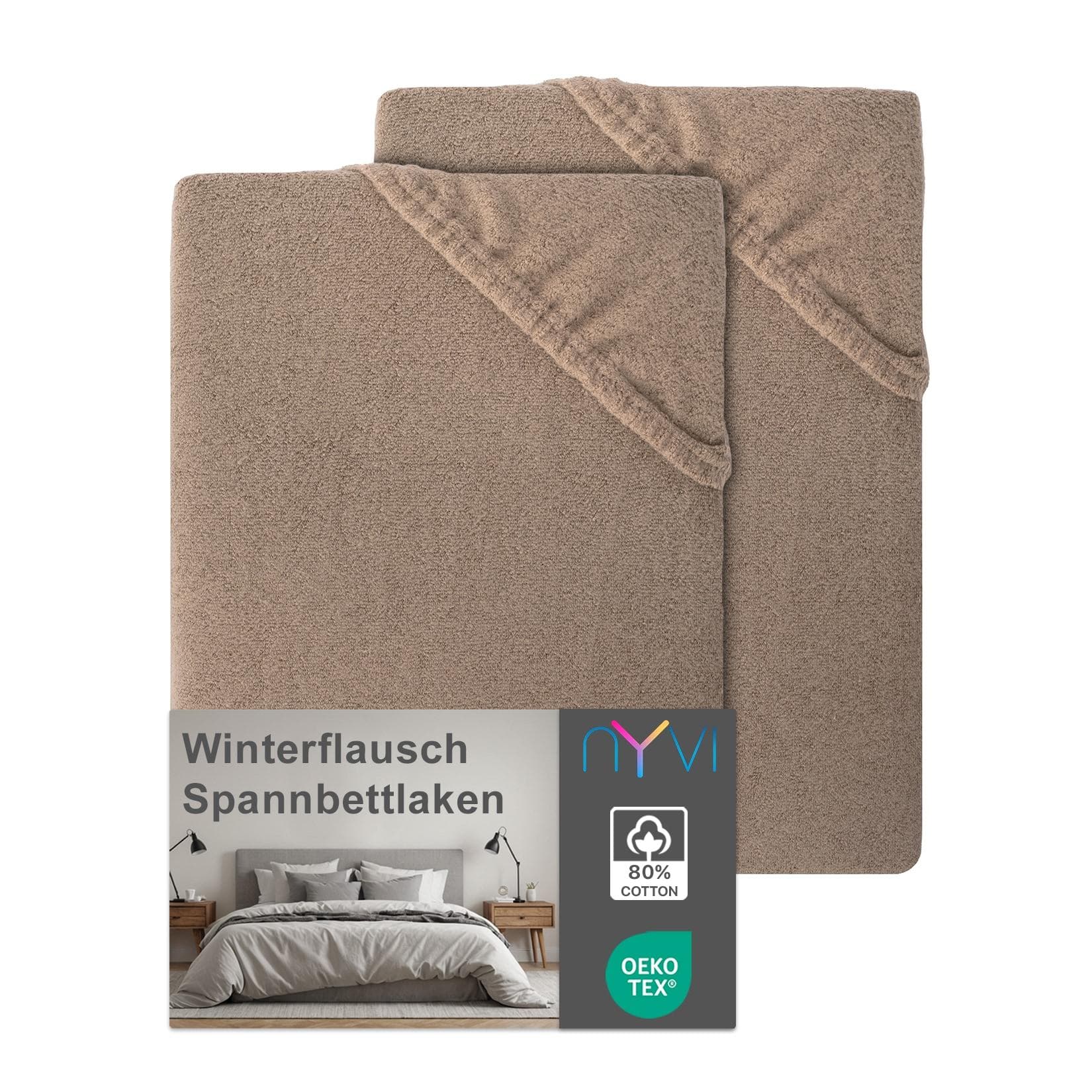 NYVI Spannbettlaken DreamScience Winterflausch für Matratzen bis 22 cm Höhe - Wärmendes & Kuschelweiches Winter Bettlaken Spannbetttuch