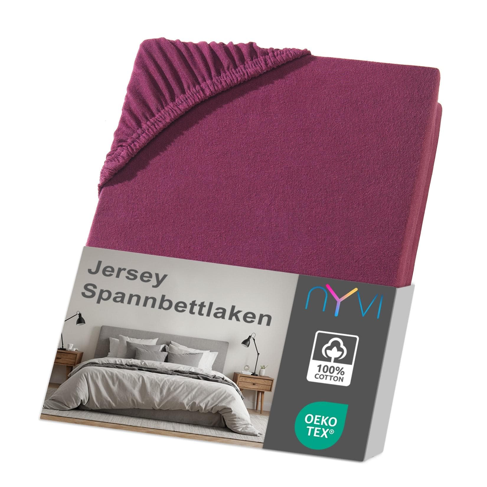NYVI Jersey Spannbettlaken DreamScience Bordeaux