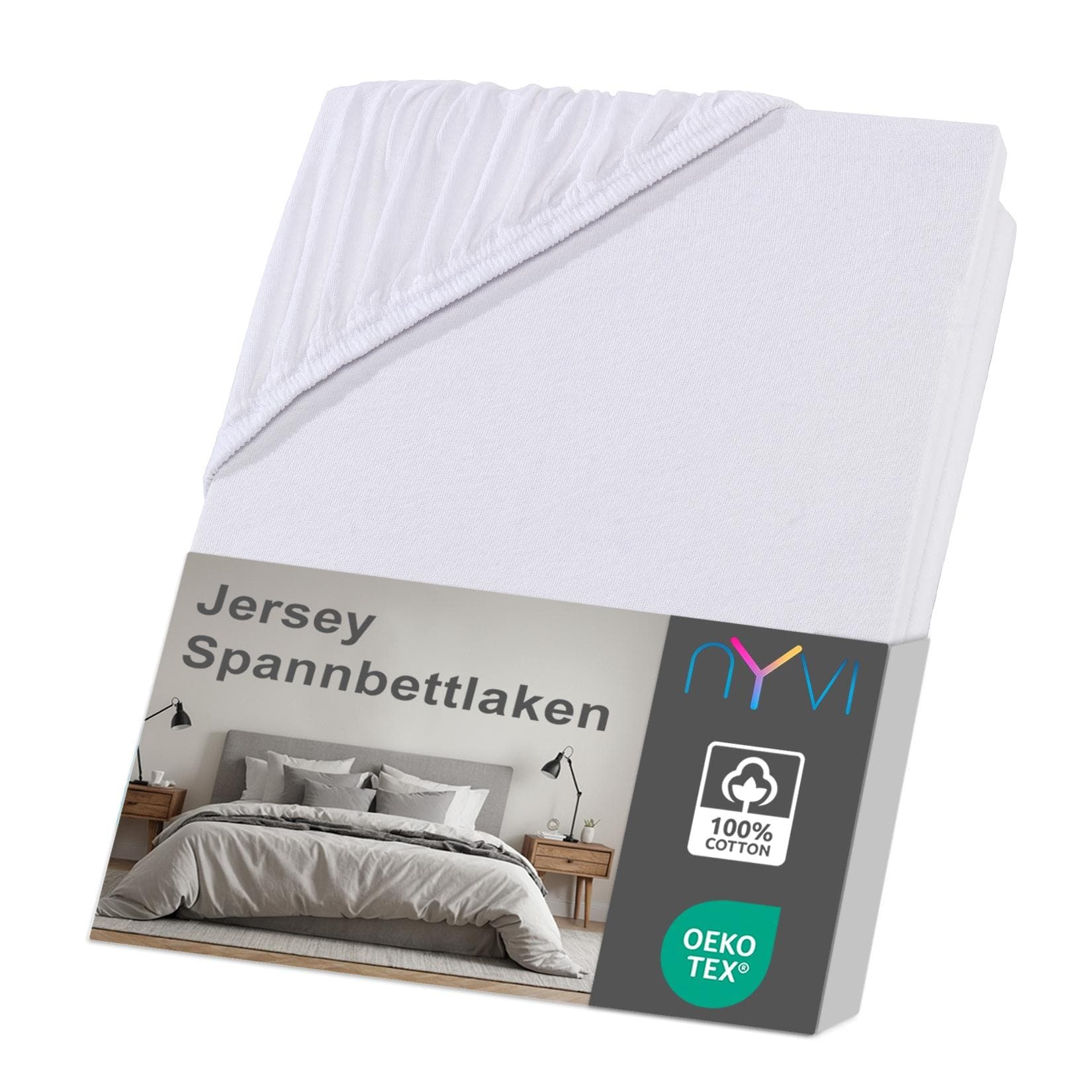 NYVI Jersey Spannbettlaken DreamScience für Matratzen bis 22 cm Höhe - Weich & Anschmiegsam, Rundumgummizug, Bügelfrei