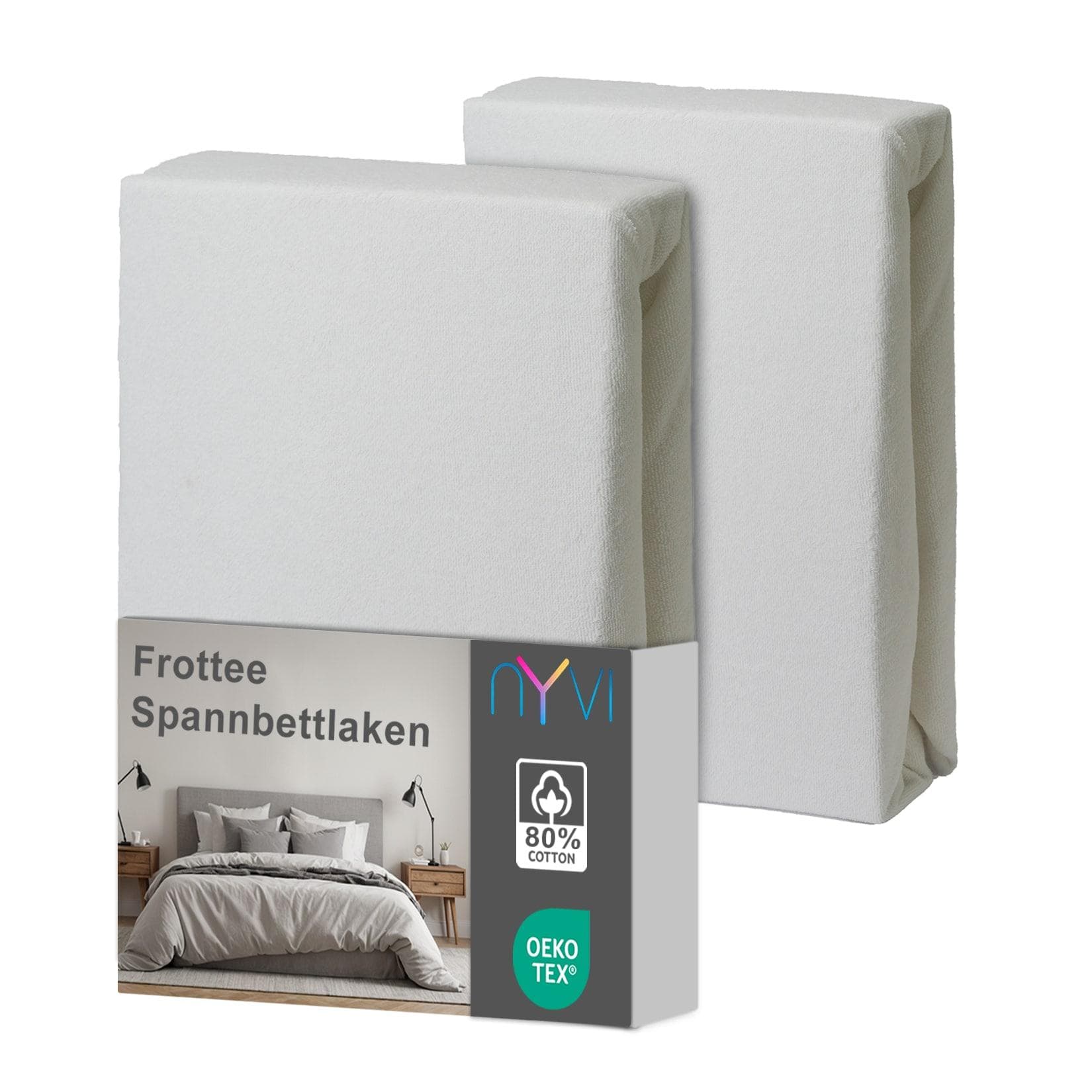 NYVI Spannbettlaken DreamScience Frottee - Warm und Kuschelig, hohe Feuchtigkeitsaufnahme, schnell trocknend - Frottier Spannbetttuch Bettlaken
