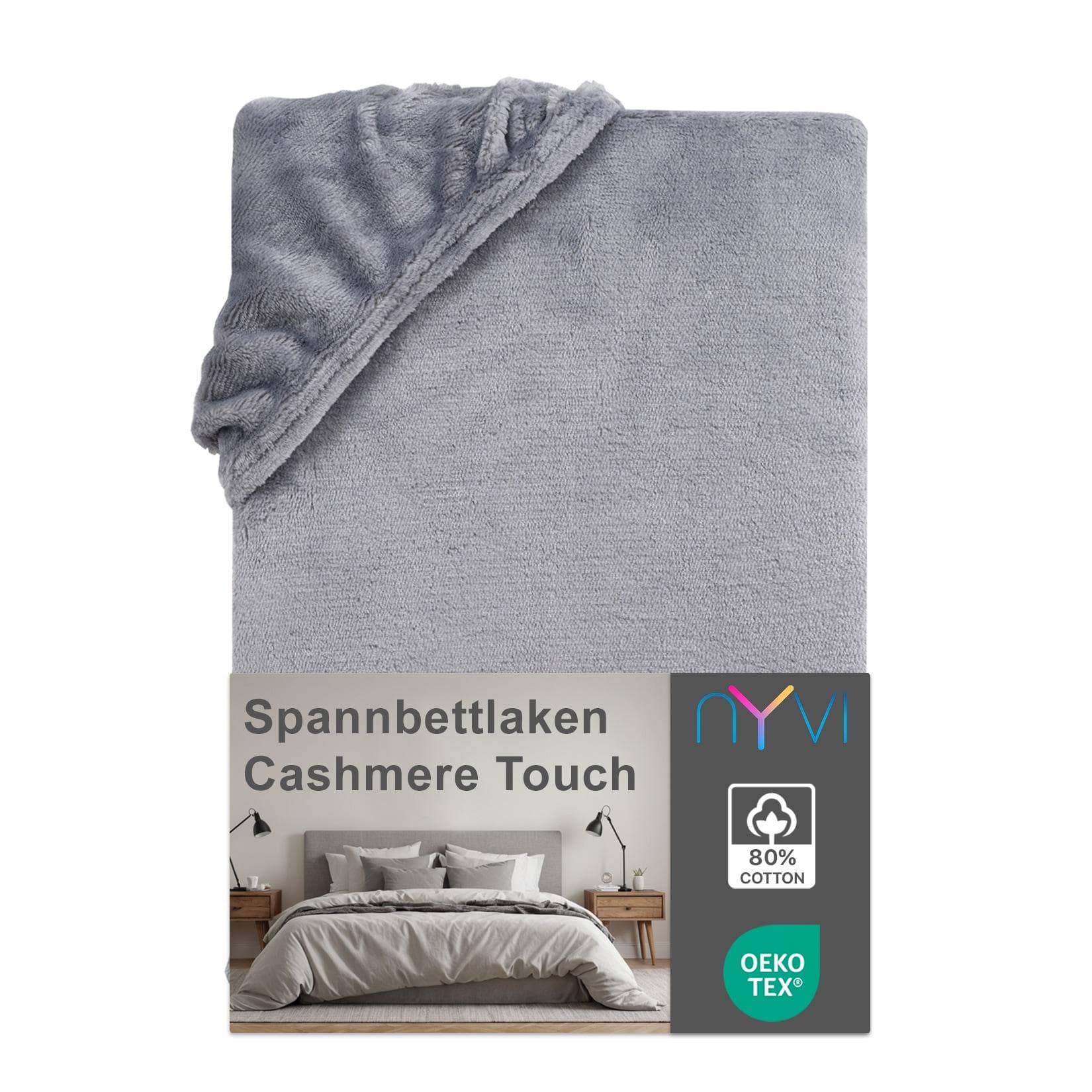 NYVI Spannbettlaken DreamScience Cashmere Touch Spannbetttuch - Kuschelweiches & Wärmendes Bettlaken für Matratzenhöhe bis zu 22 cm