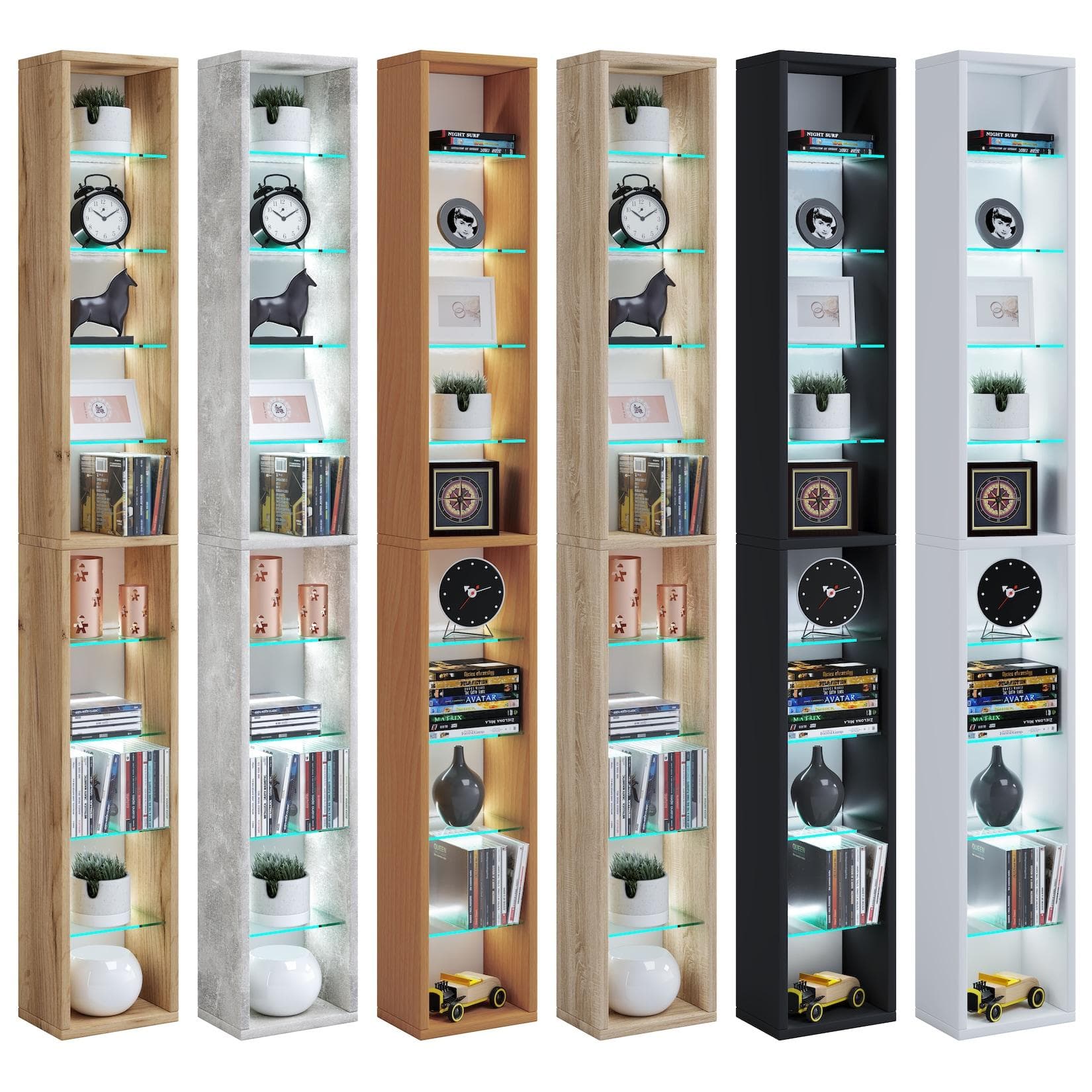 VCM Holz CD DVD Regal Aufbewahrung mit Glasböden