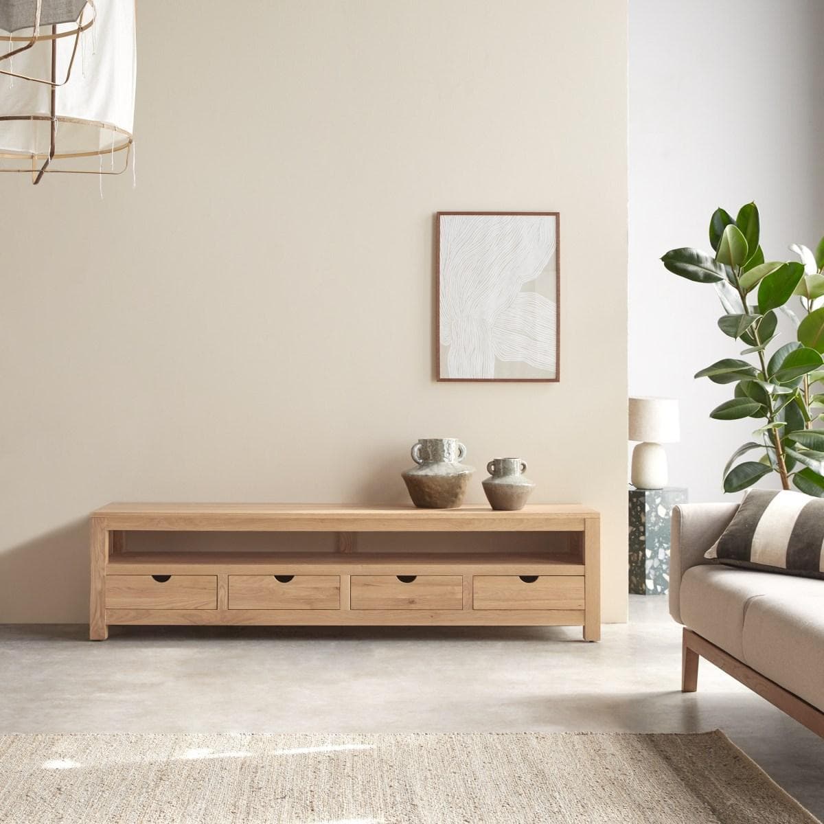 TV-Schrank Oliver aus massivem Eichenholz 200 cm