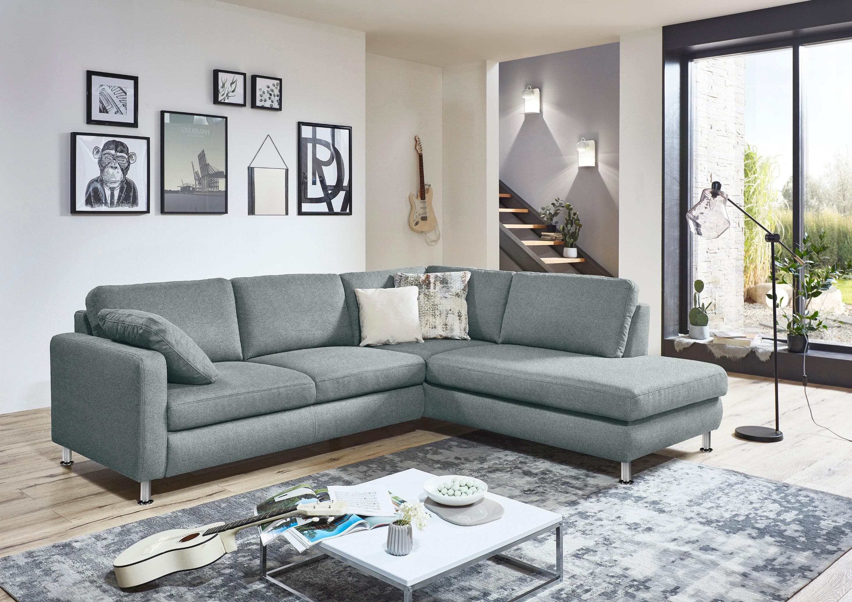Ecksofa DIE PLANBAR L-Form Ocean Blau 261cm Massivholz
