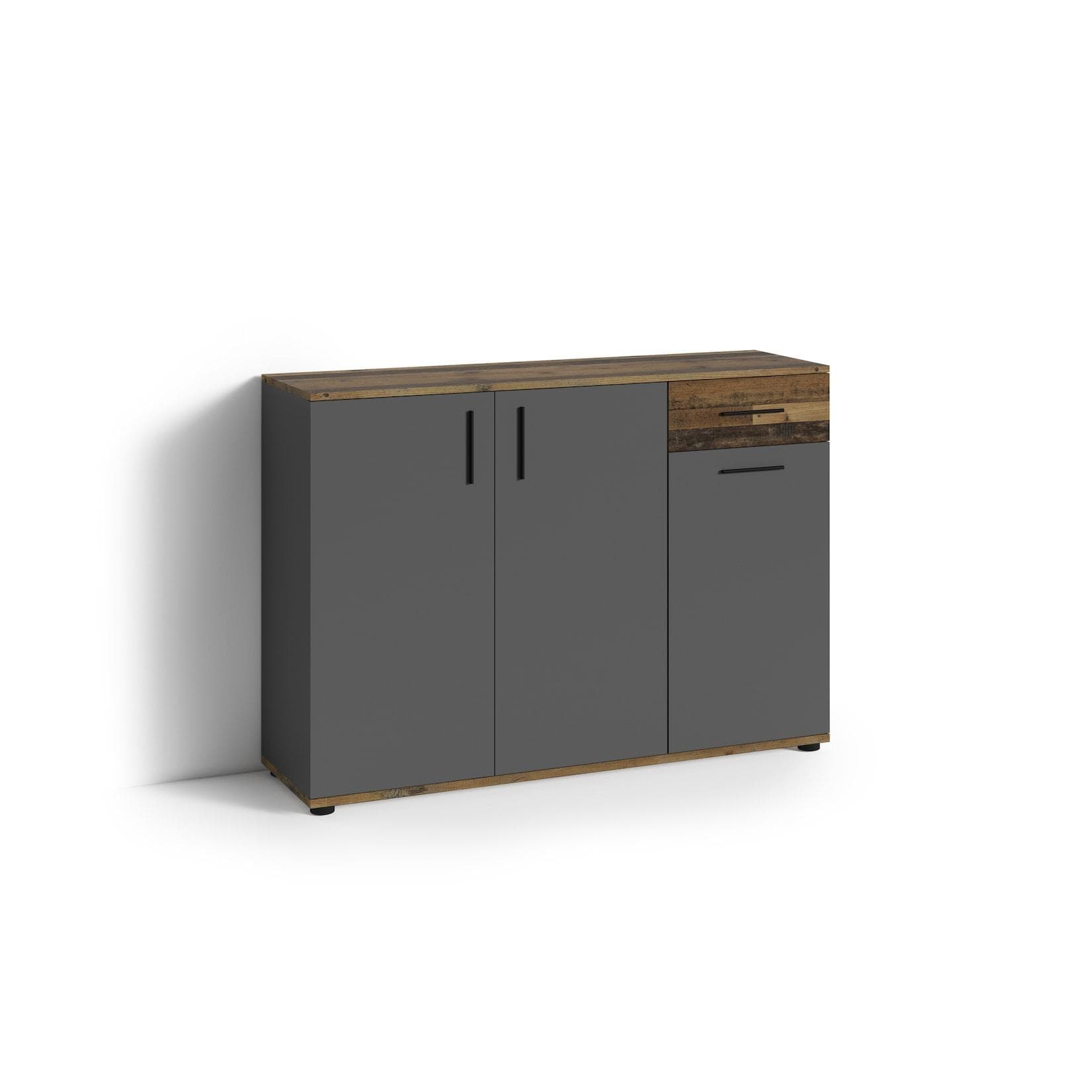 byLIVING Kommode JAKOB 110 cm Altholz-Optik Anthrazit