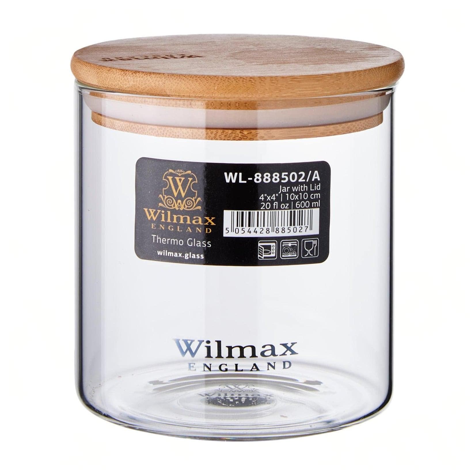 Formschöne Vorratsdose aus Borosilikatglas 600 ml mit Naturbambusdeckel