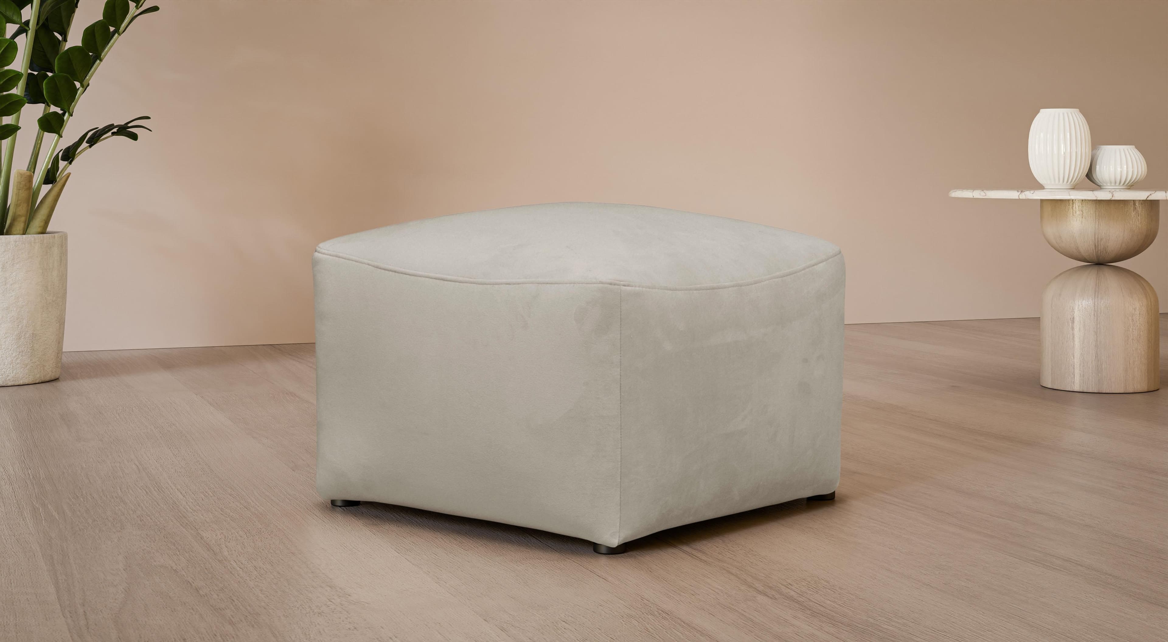 LeGer Home YANI Polsterhocker Beige Polyester Samtoptik