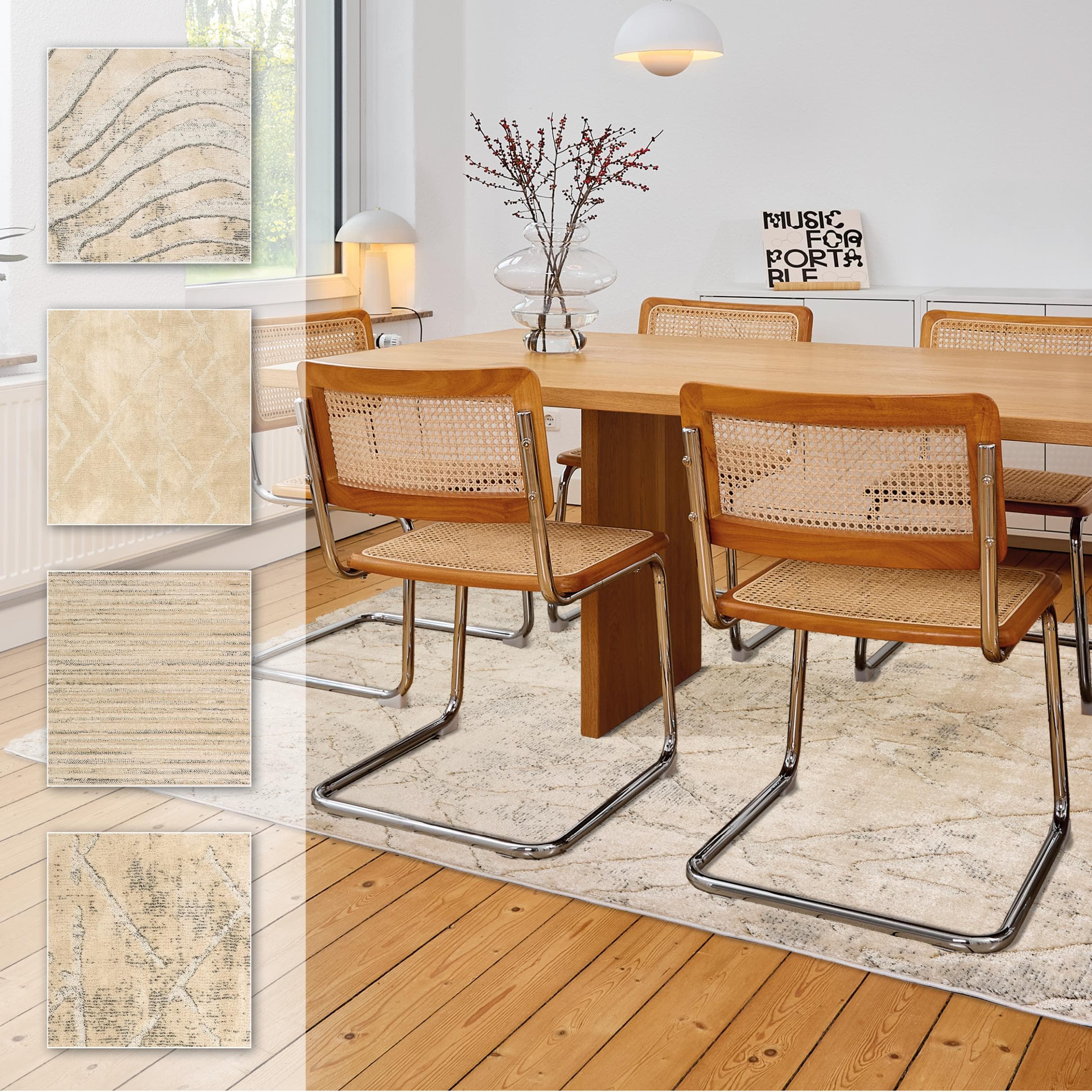 Zeitloser Kurzflor-Teppich in Cremegrau