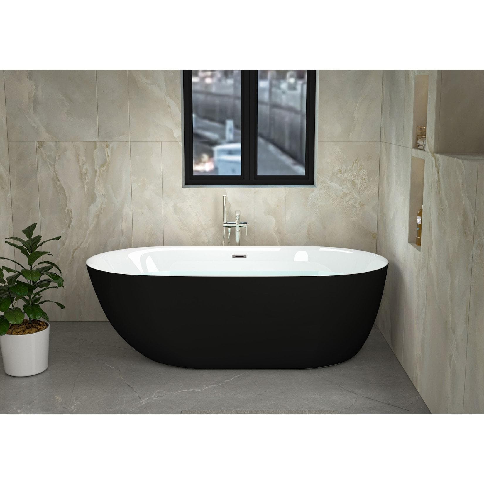 Badewanne SANOTECHNIK Melbourne Acryl Freistehend Schwarz