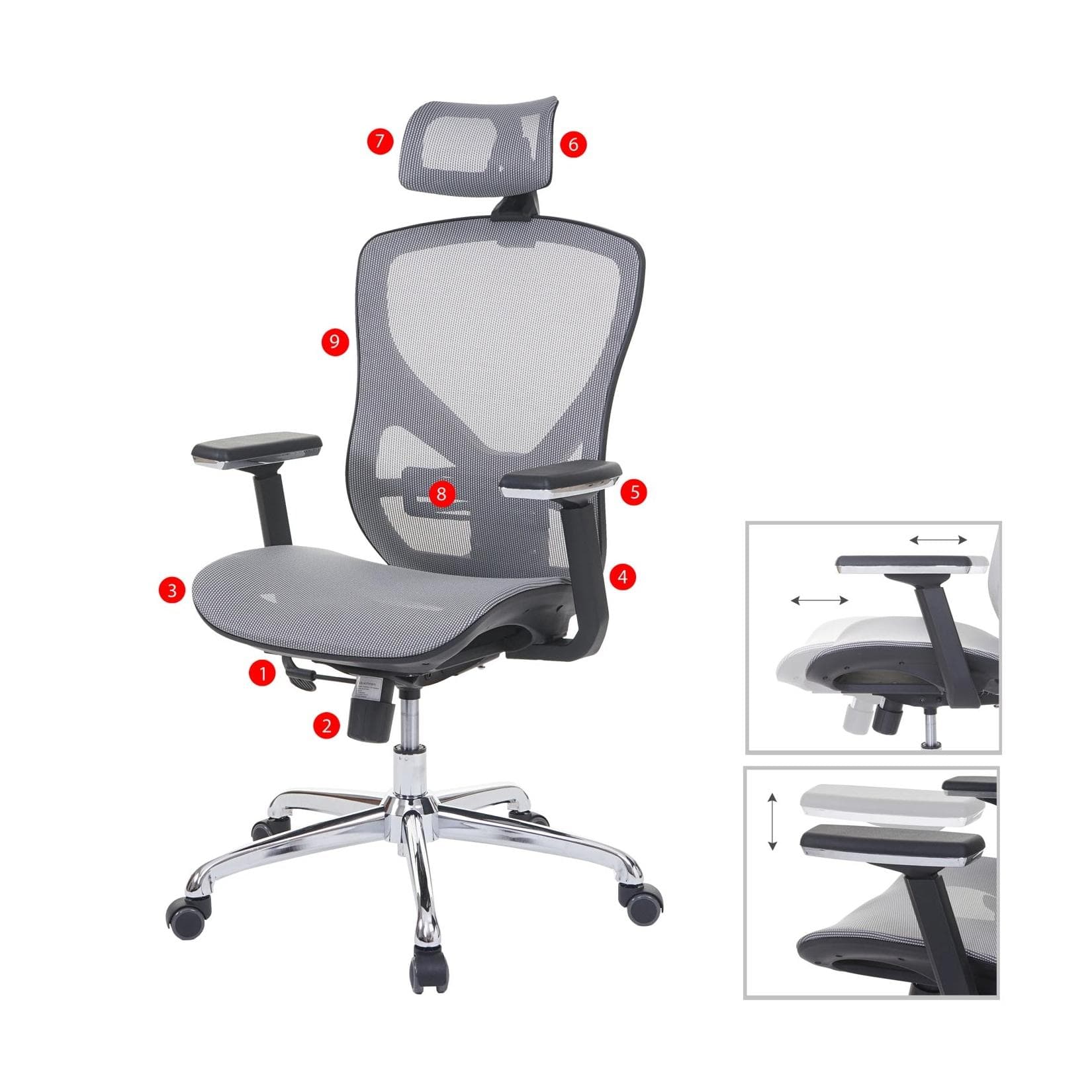 Bürostuhl MCW-A61 Schreibtischstuhl Sliding-Funktion Stoff/Textil ISO9001 Grau