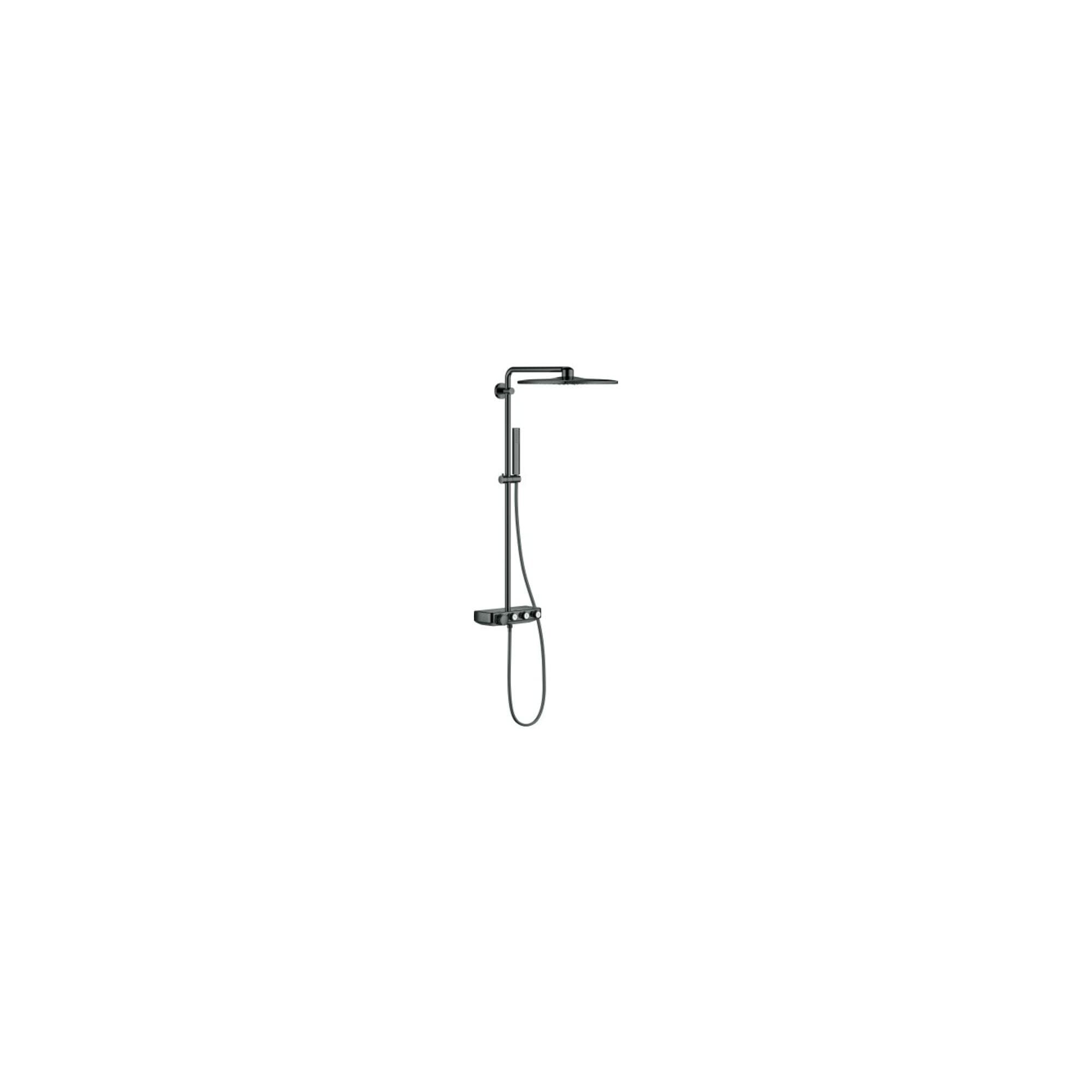 Grohe Duschsystem 26508A00 Hard Graphite mit AP-Thermostat, Duscharm 45cm schwenkbar