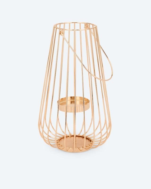 Laterne Deluxe für Stumpenkerze Gold Metall